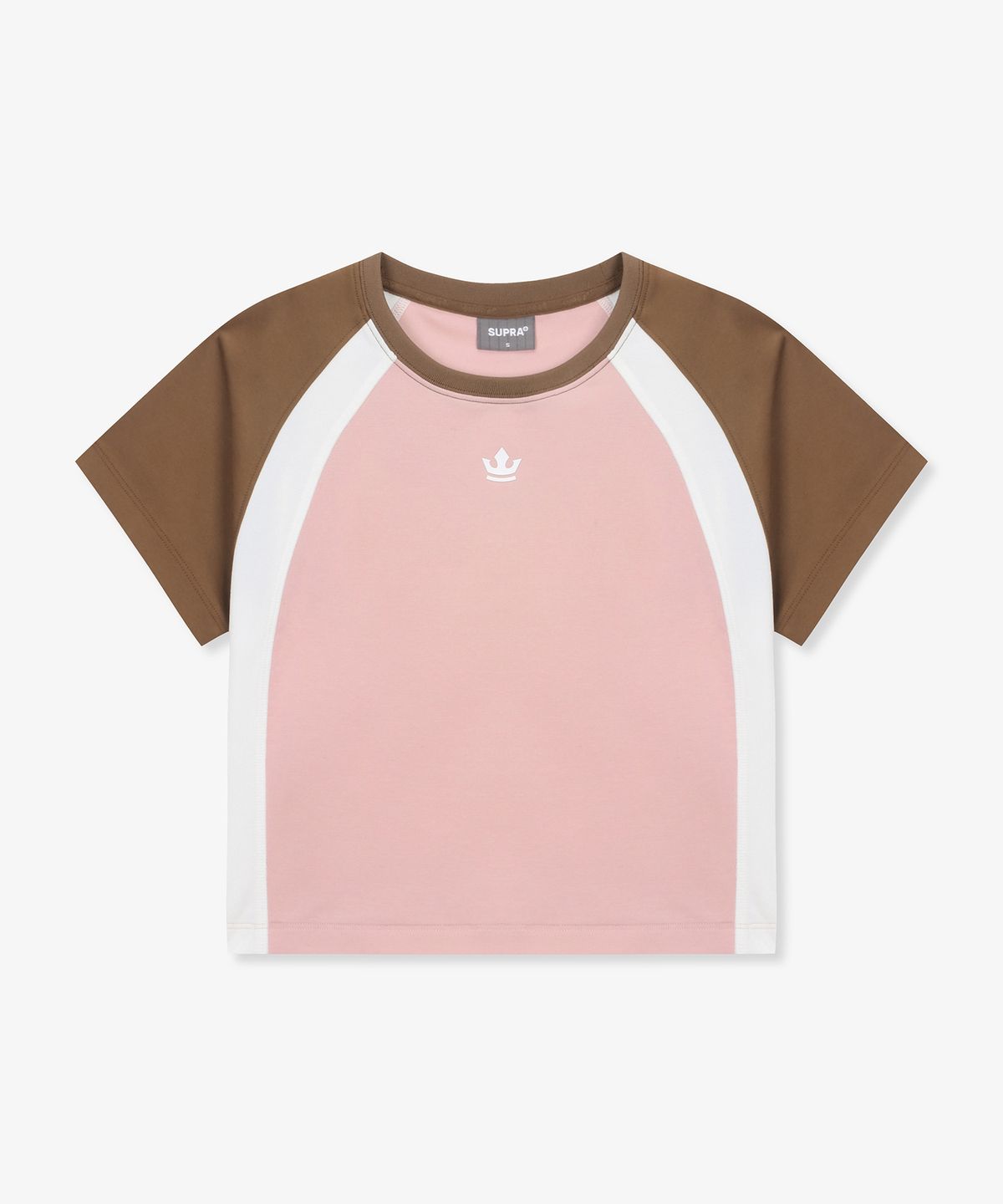 수프라(SUPRA) 여성 컬러 배색 반팔 티셔츠(PINK)