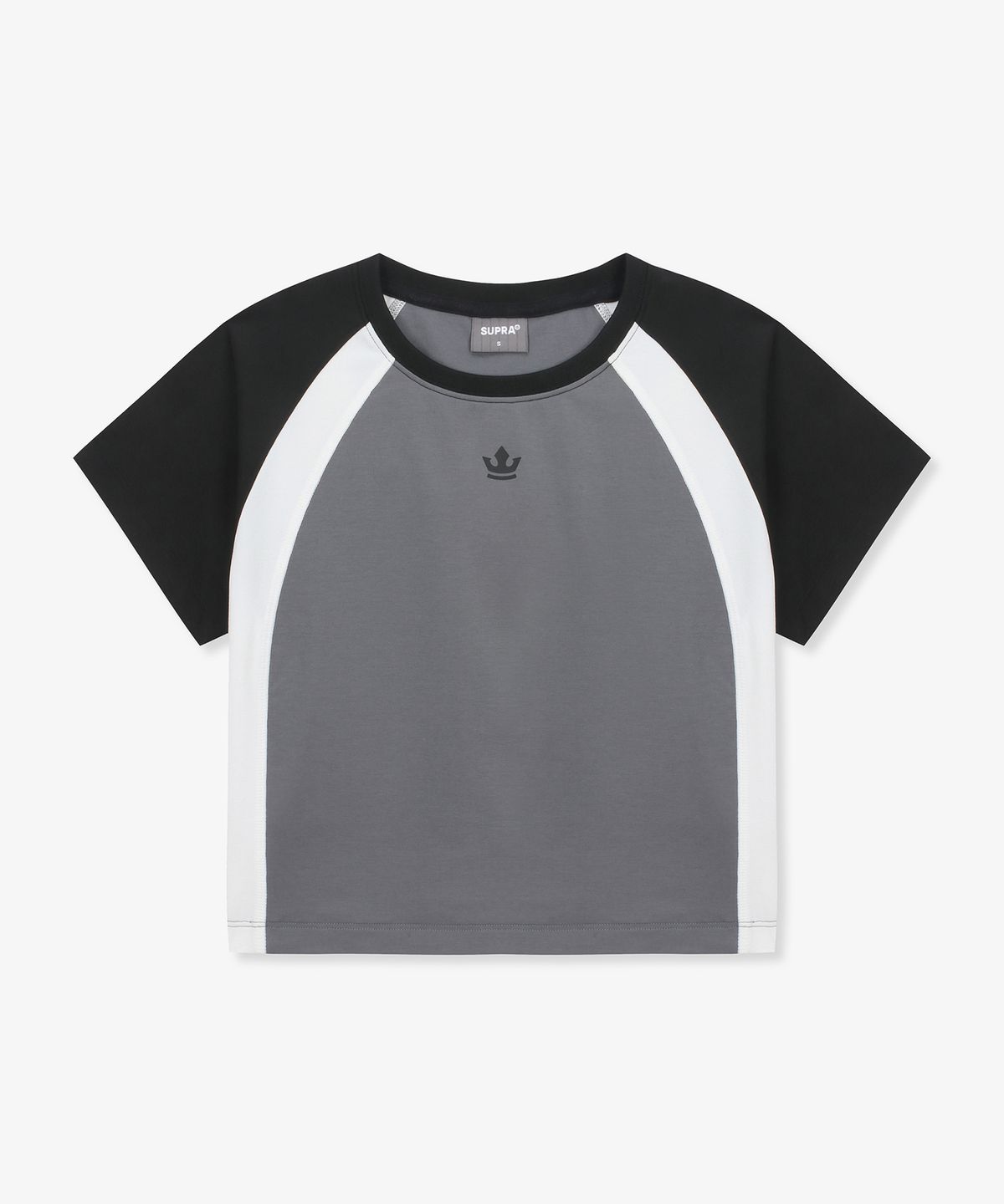 수프라(SUPRA) 여성 컬러 배색 반팔 티셔츠(GRAY)
