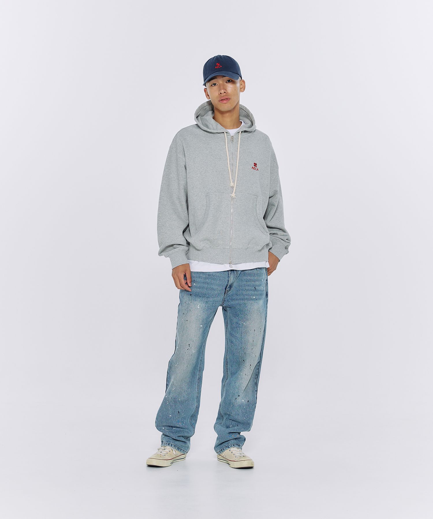 パーカー・フーディ AECA WHITE EVERYDAY AECA CLOVER ZIP UP HOODIEWASHED CHARCOAL MUSINSA | AECA WHITE EVERYDAY AECA CLOVER ZIP UP HOODIE