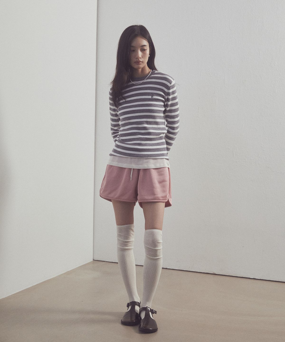 잇터(ITER) Logo Stripe Long sleeve Knit_GREY