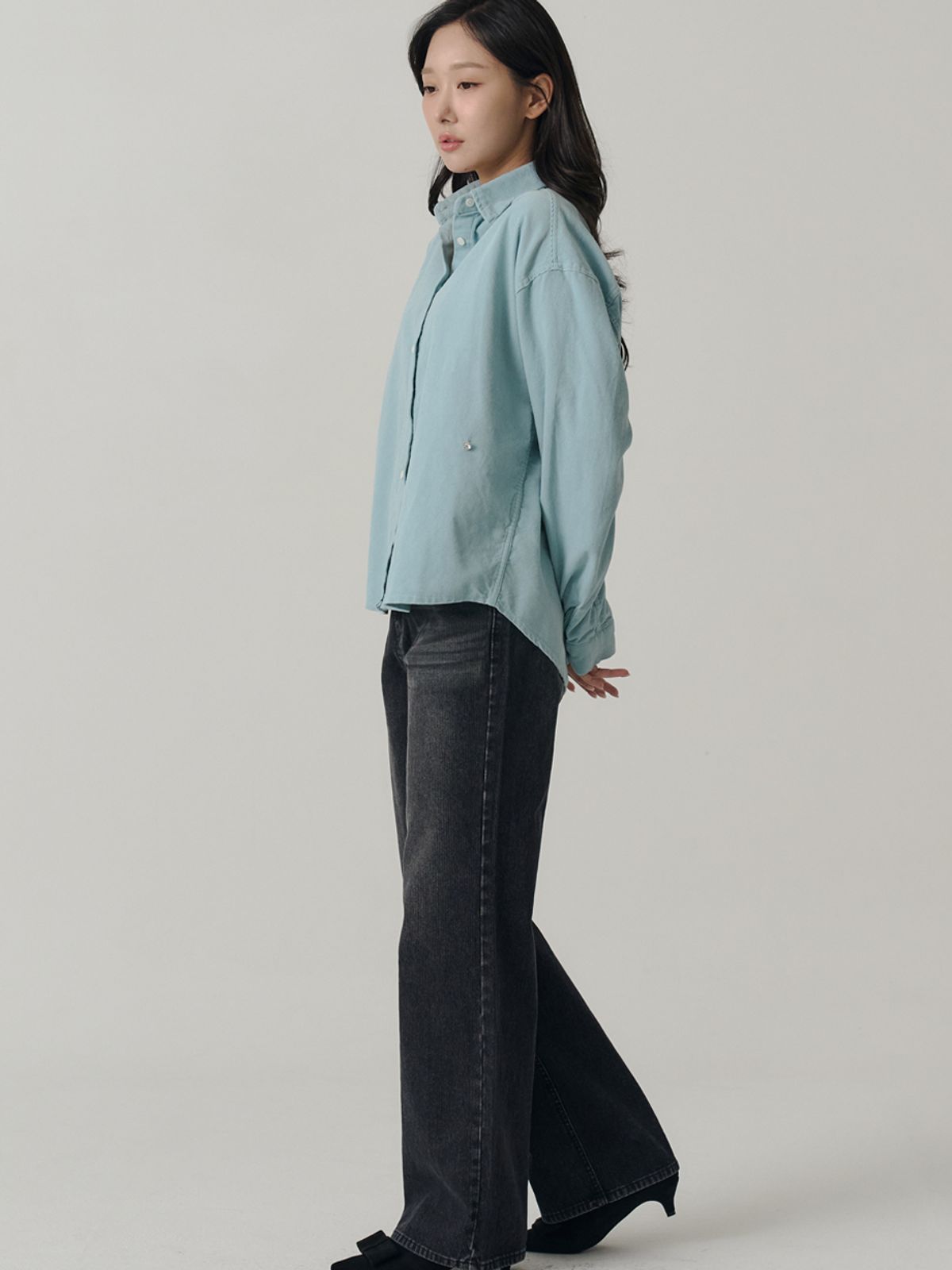 쏘리, 투 머치 러브(SORRY, TOO MUCH LOVE) Monkey Lady Workwear Corduroy Shirts_Sky Blue