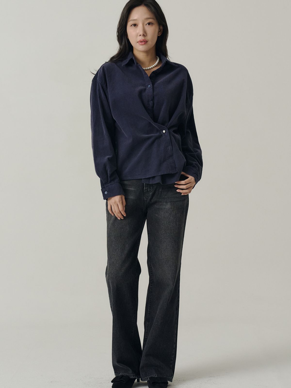 쏘리, 투 머치 러브(SORRY, TOO MUCH LOVE) Monkey Lady Workwear Corduroy Shirts_Navy