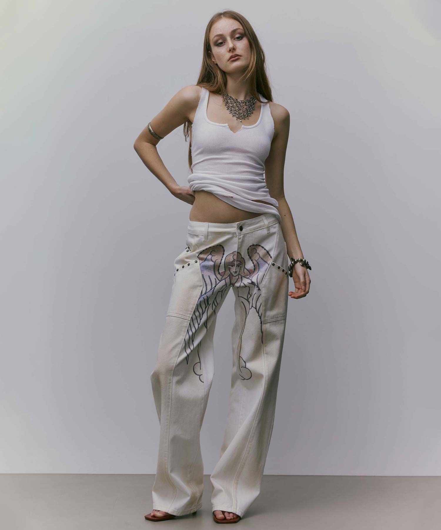 스컬프터(SCULPTOR) [Sculptor X Ed Hardy] Cracked Angel Denim Ivory