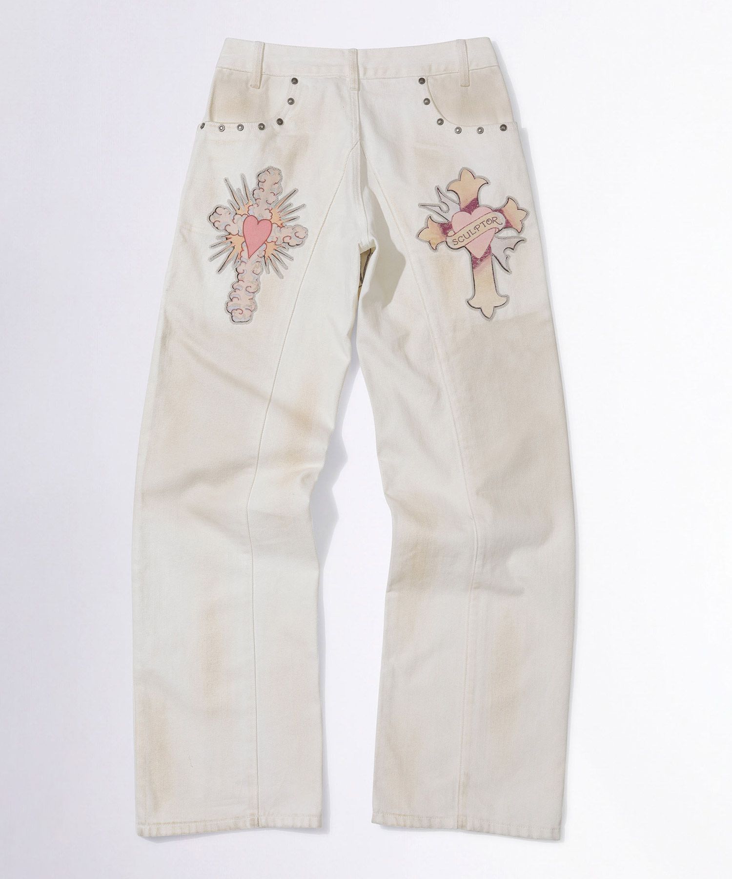 스컬프터(SCULPTOR) [Sculptor X Ed Hardy] Cracked Angel Denim Ivory