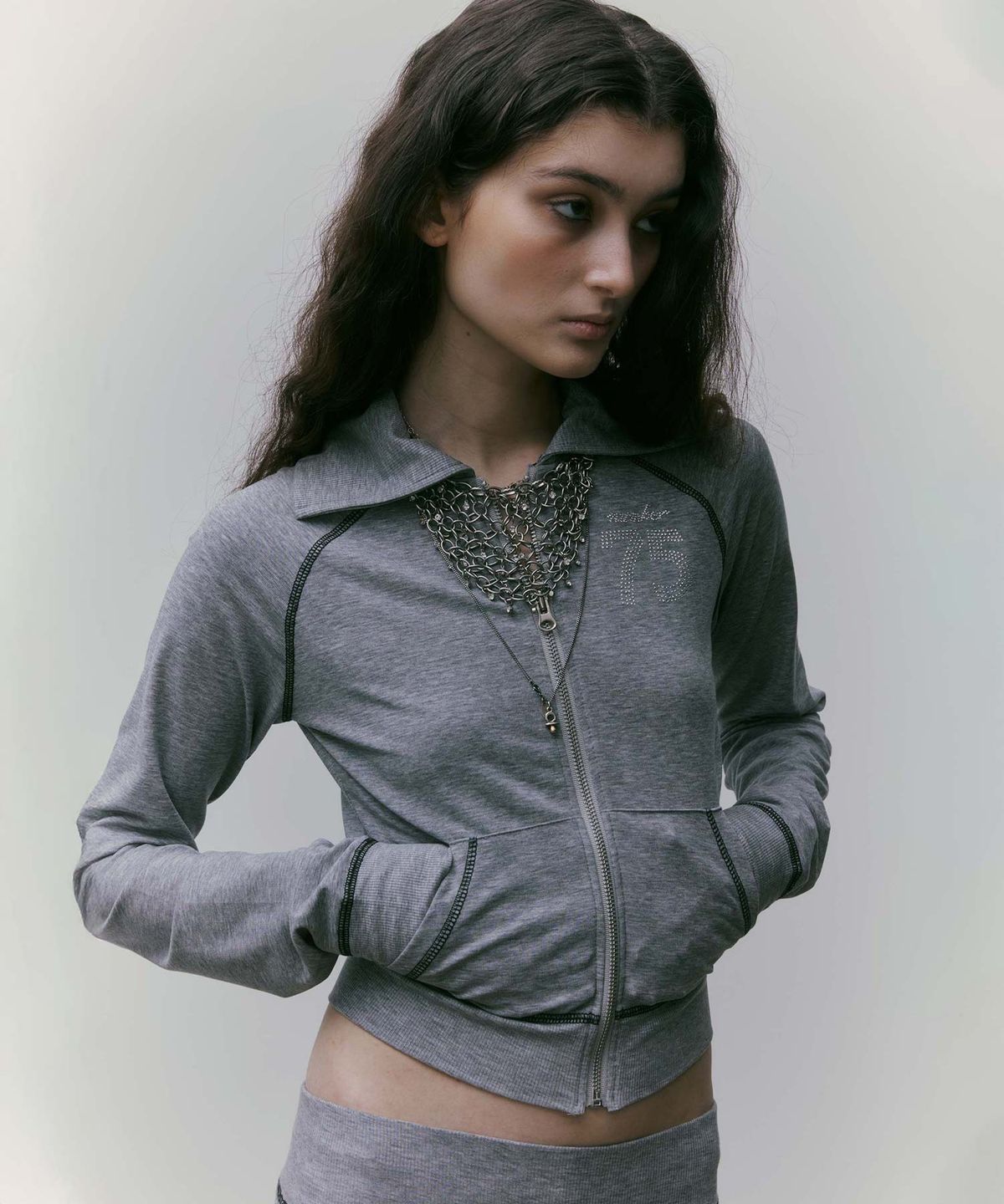 스컬프터(SCULPTOR) [Sculptor X Ed Hardy] Jersey Track Zip-Up Melange Gray