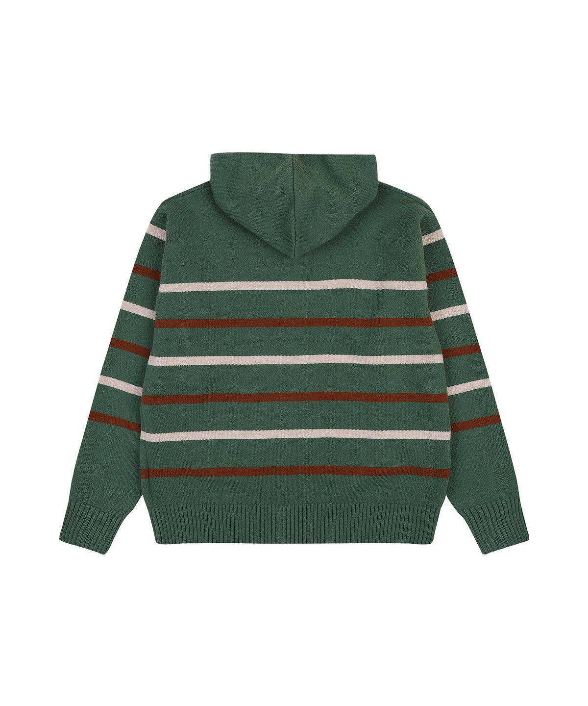 더블유스탠다드(W STANDARD) 스트라이프 니트 후드 집업 [GREEN]
