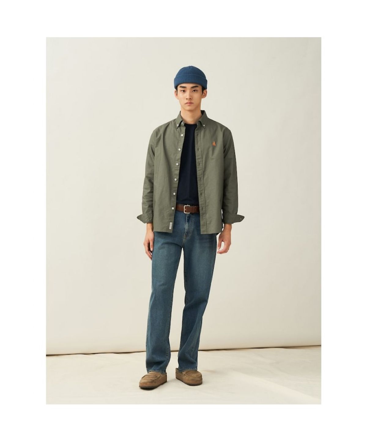 빈폴 멘(BEANPOLE MEN) [Essential] 남녀공용 옥스퍼드 솔리드 셔츠  카키