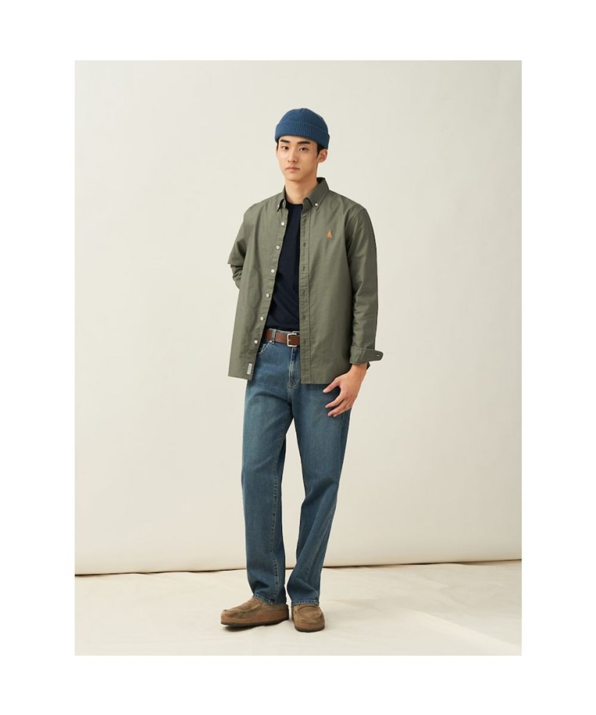 빈폴 멘(BEANPOLE MEN) [Essential] 남녀공용 옥스퍼드 솔리드 셔츠  카키