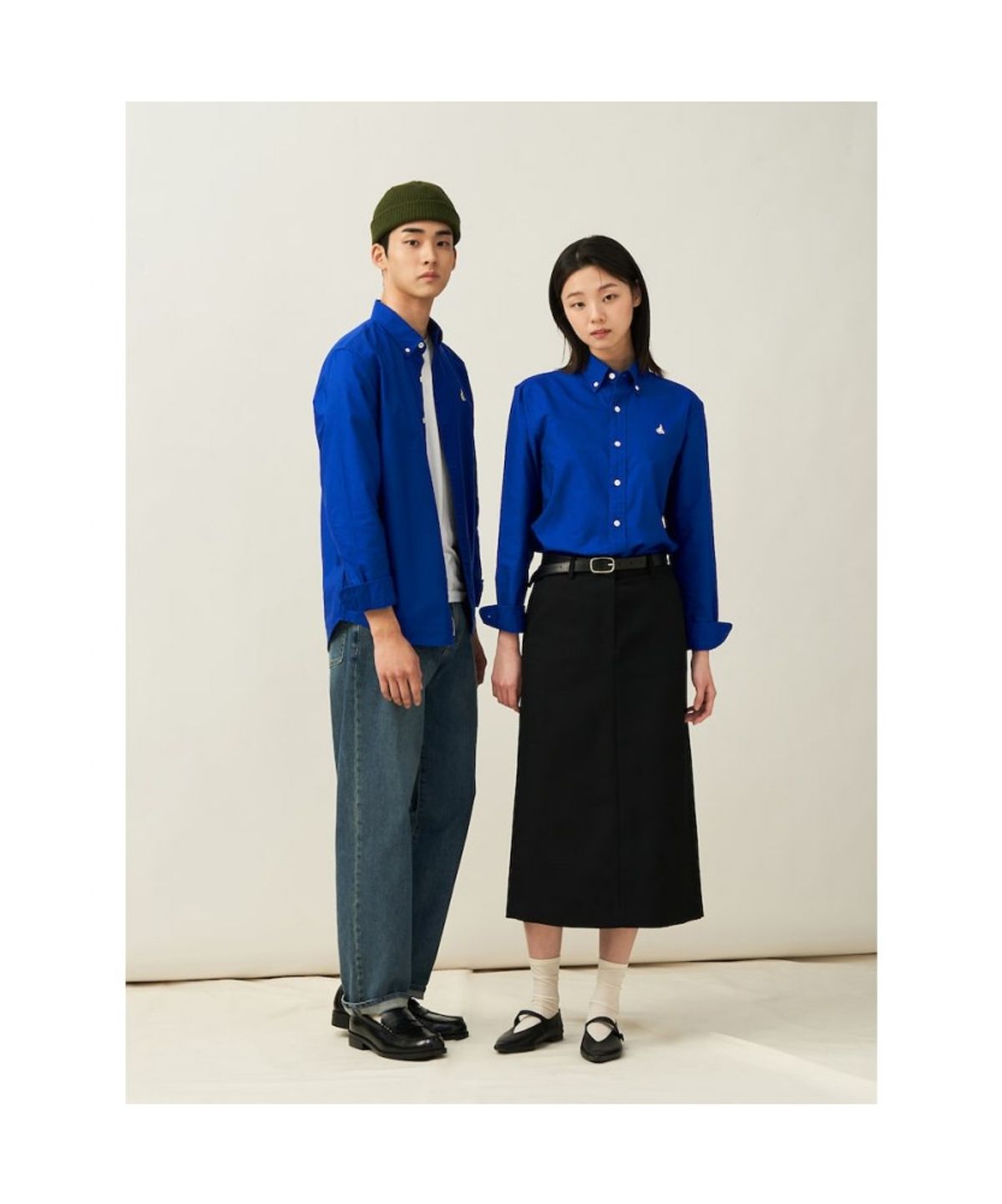 빈폴 멘(BEANPOLE MEN) [Essential] 남녀공용 옥스퍼드 솔리드 셔츠  블루