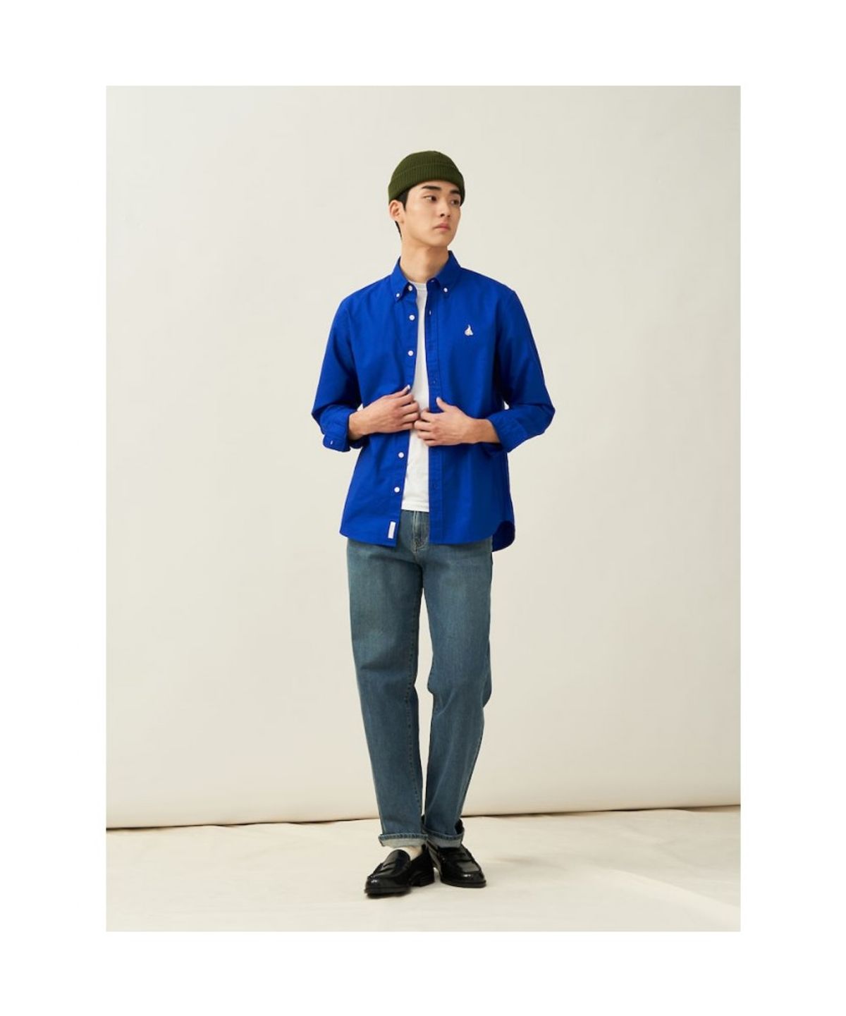 빈폴 멘(BEANPOLE MEN) [Essential] 남녀공용 옥스퍼드 솔리드 셔츠  블루