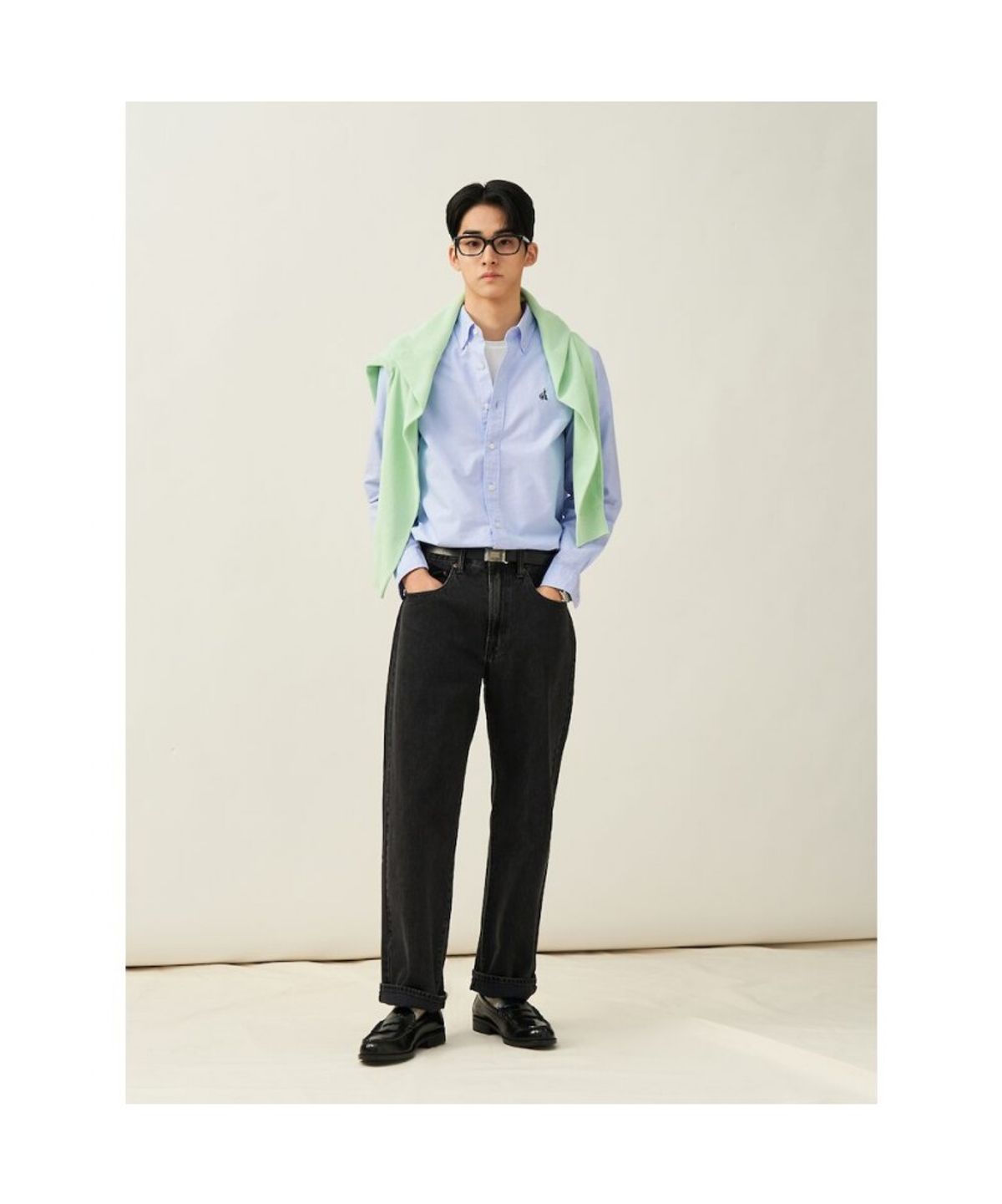 빈폴 멘(BEANPOLE MEN) [Essential] 남녀공용 옥스퍼드 솔리드 셔츠  스카이 블루