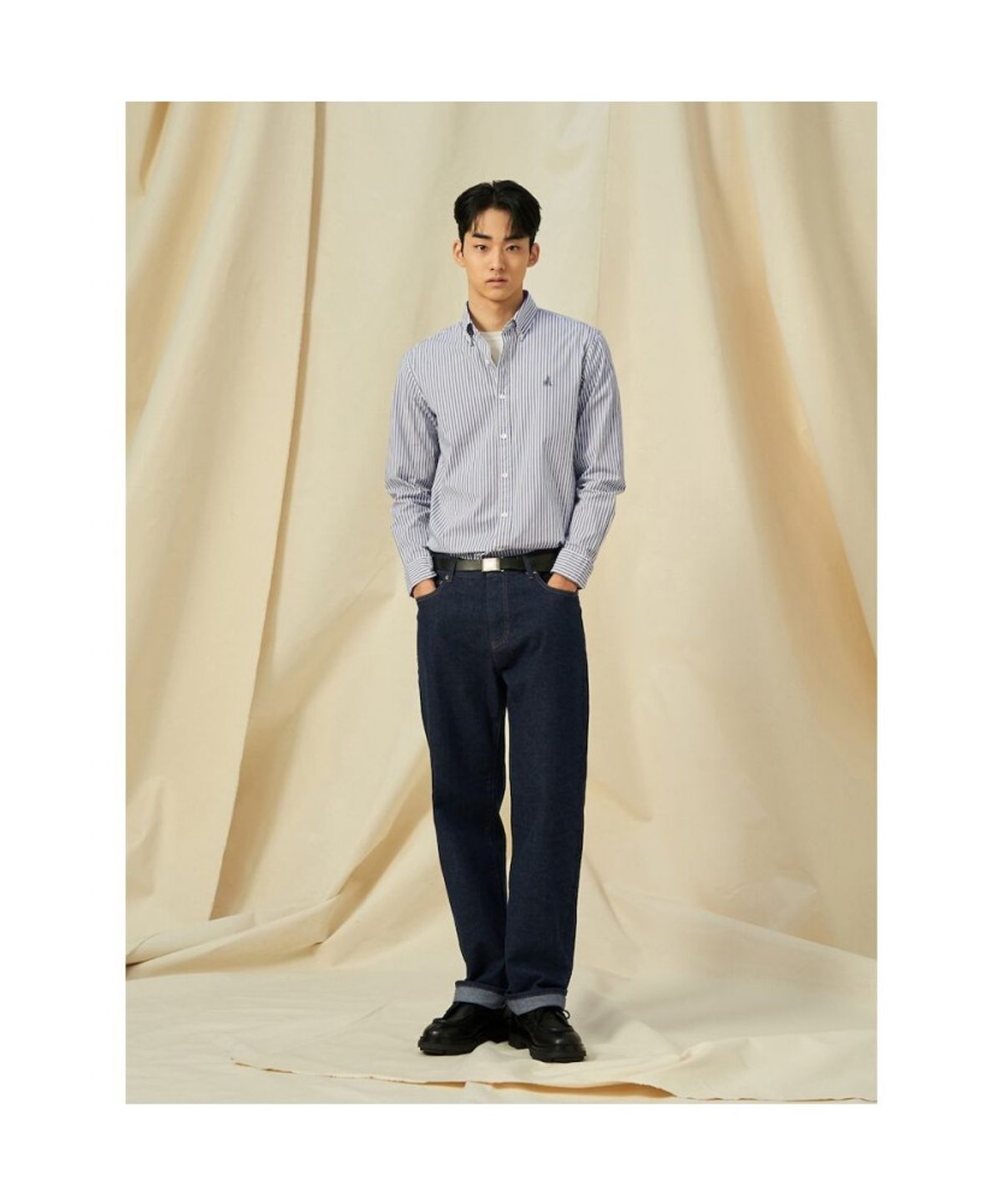 빈폴 멘(BEANPOLE MEN) RAW 와이드 데님 팬츠  네이비