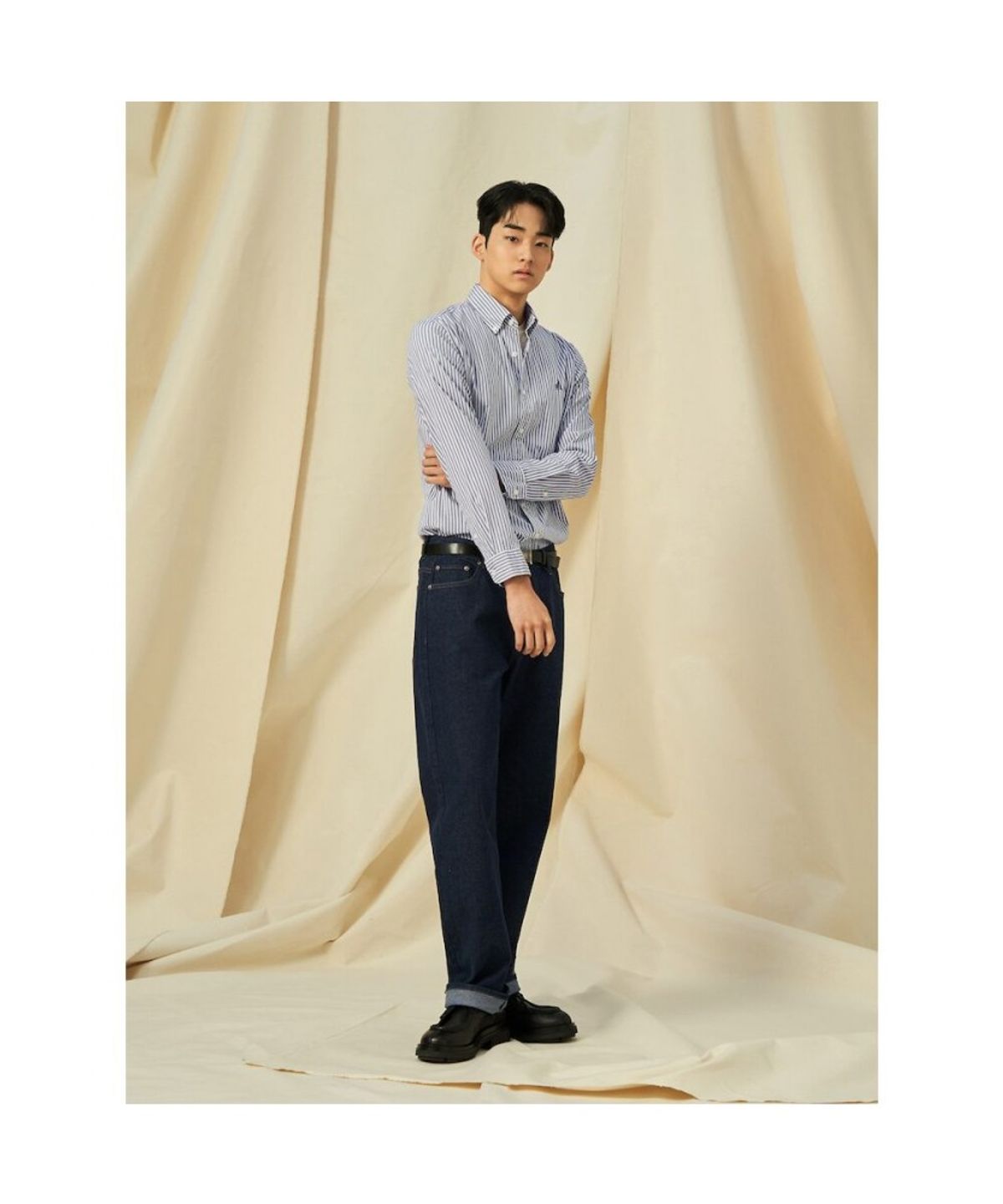 빈폴 멘(BEANPOLE MEN) RAW 와이드 데님 팬츠  네이비