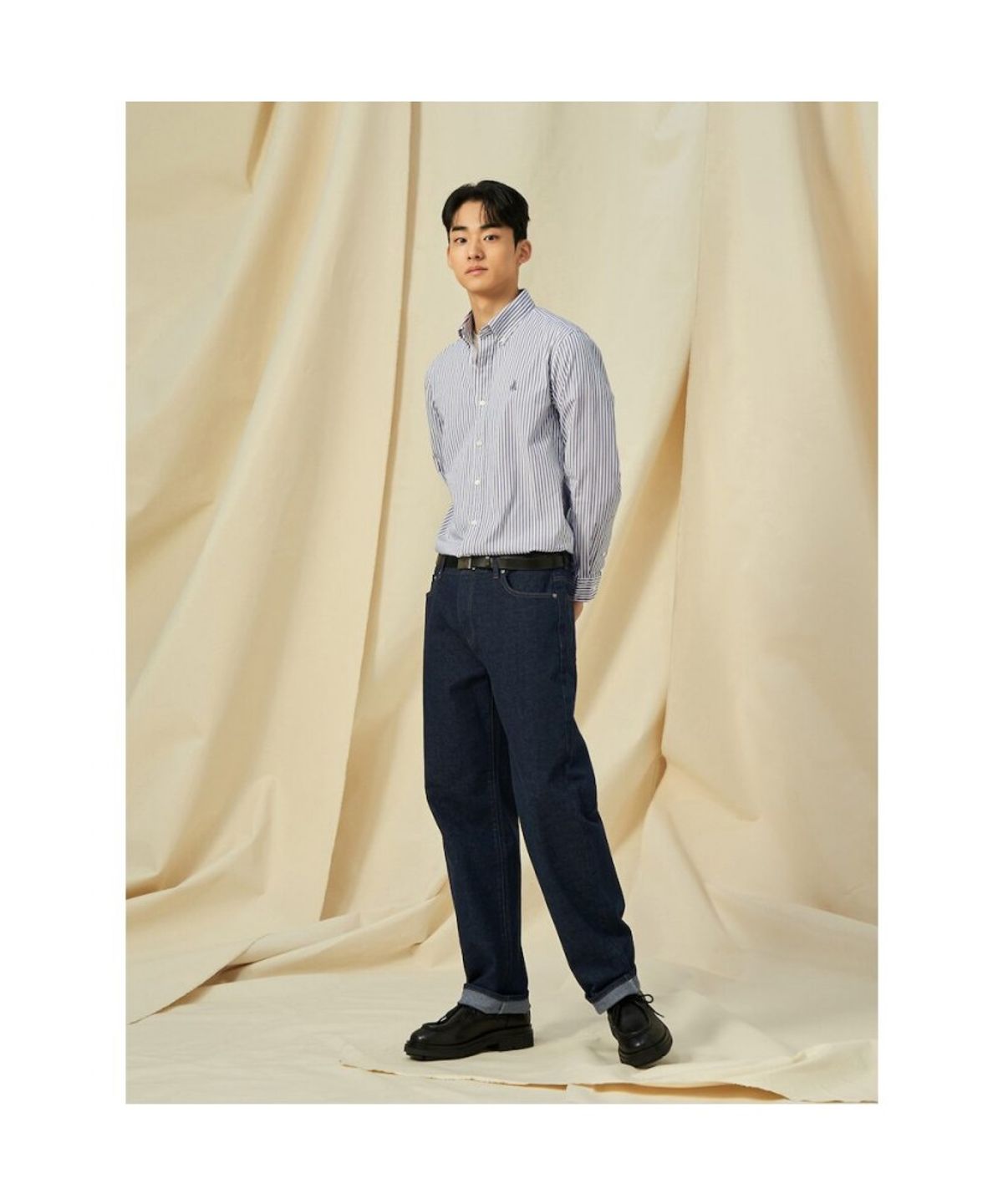 빈폴 멘(BEANPOLE MEN) RAW 와이드 데님 팬츠  네이비