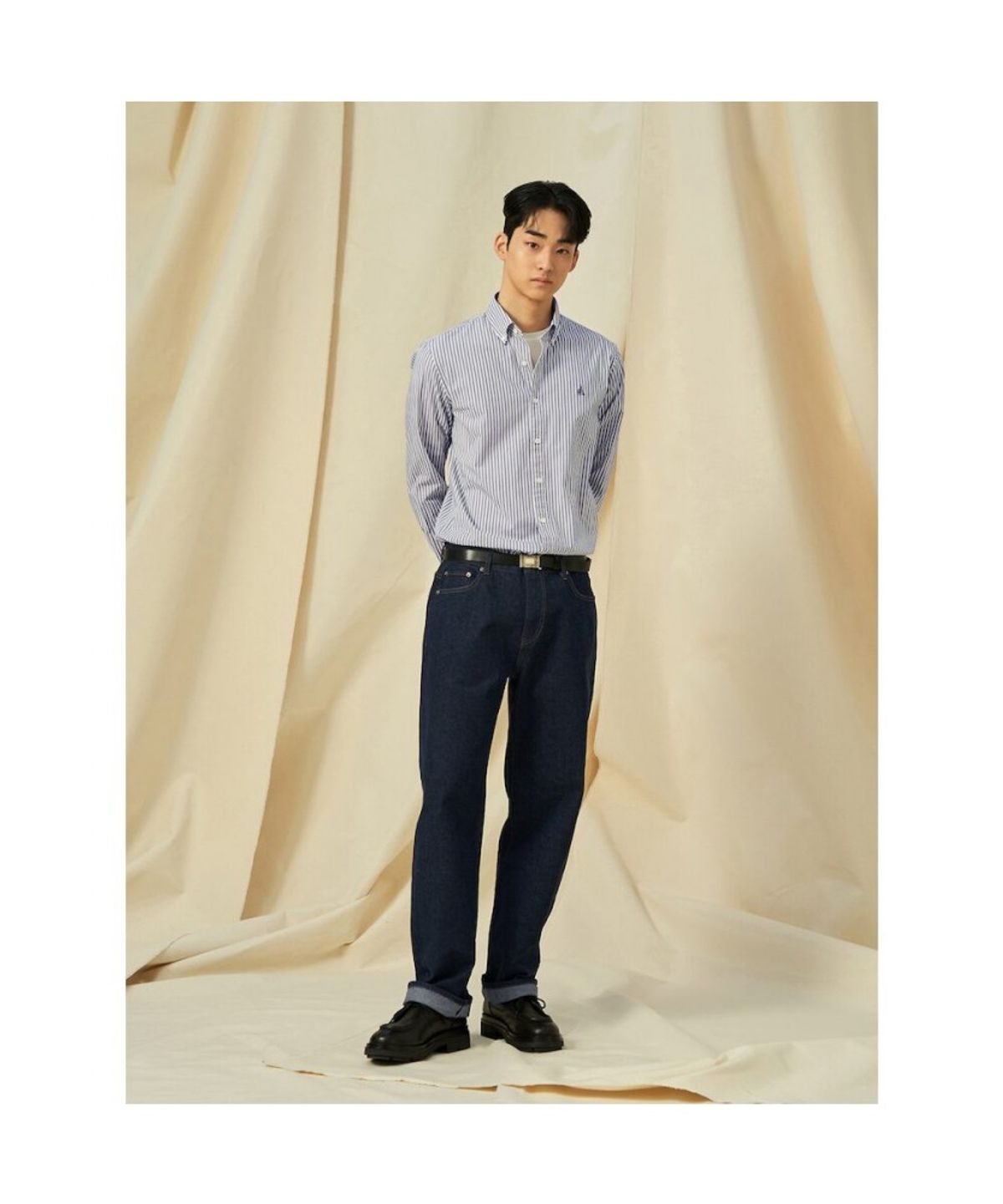 빈폴 멘(BEANPOLE MEN) RAW 와이드 데님 팬츠  네이비