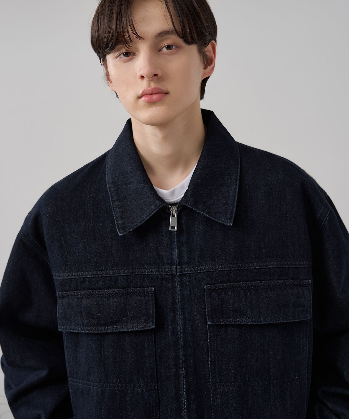 드로우핏(DRAW FIT) 레이어 앵글 데님 자켓 [DEEP INDIGO]