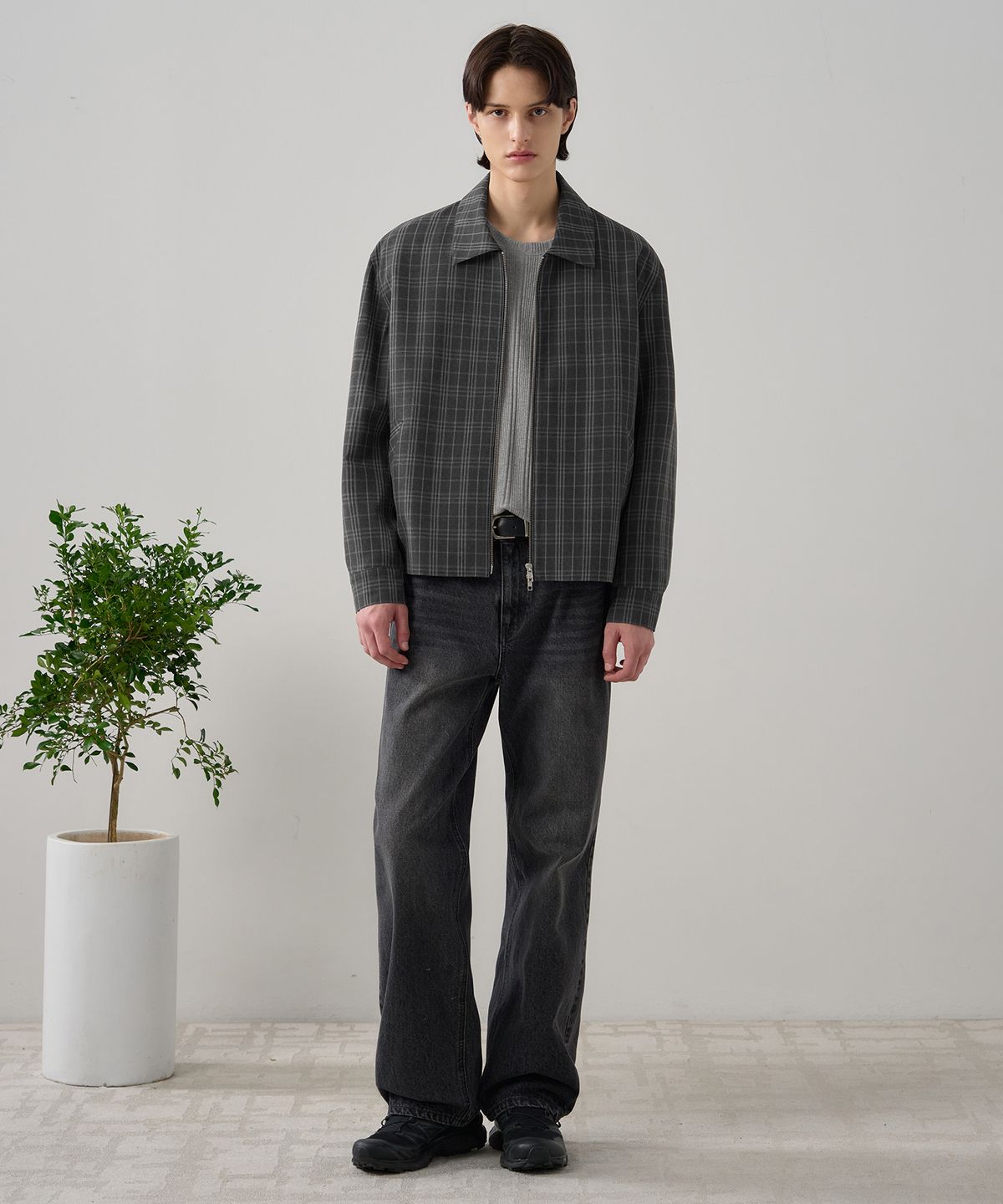 드로우핏(DRAW FIT) 스테이블 레이어 체크 자켓 [GREY]