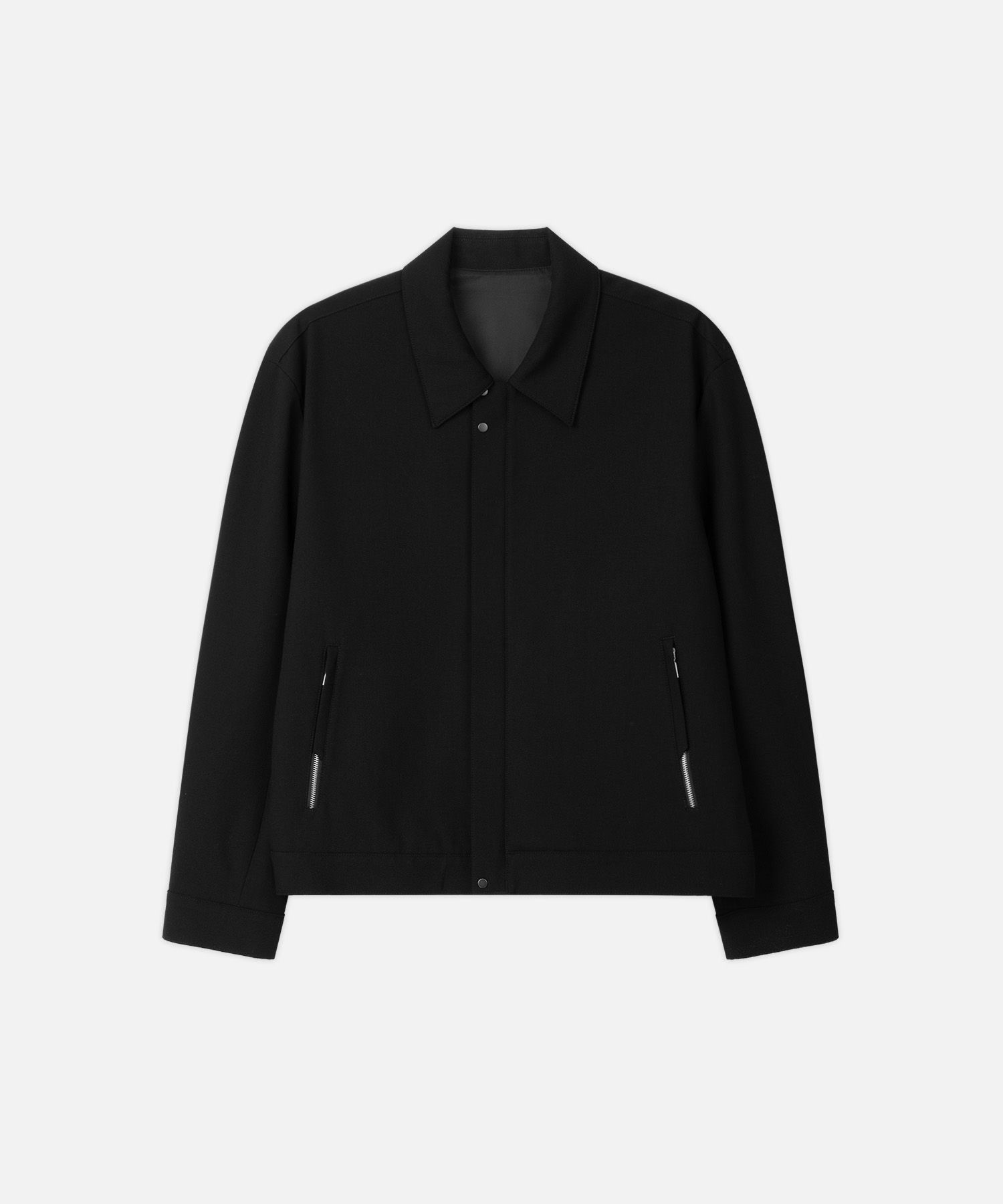 MUSINSA公式 | DRAW FIT Dove Wool Crop Minimal Blouson Jacket [BLACK]