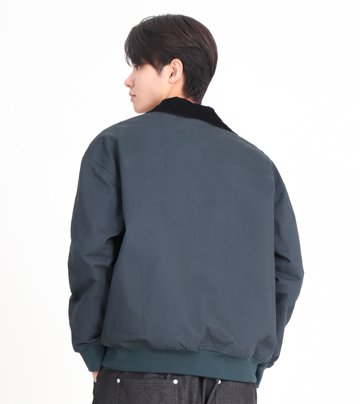 버튼서울(BUTTON SEOUL) 코듀로이 카라 아우터 점퍼 (블루 그린)