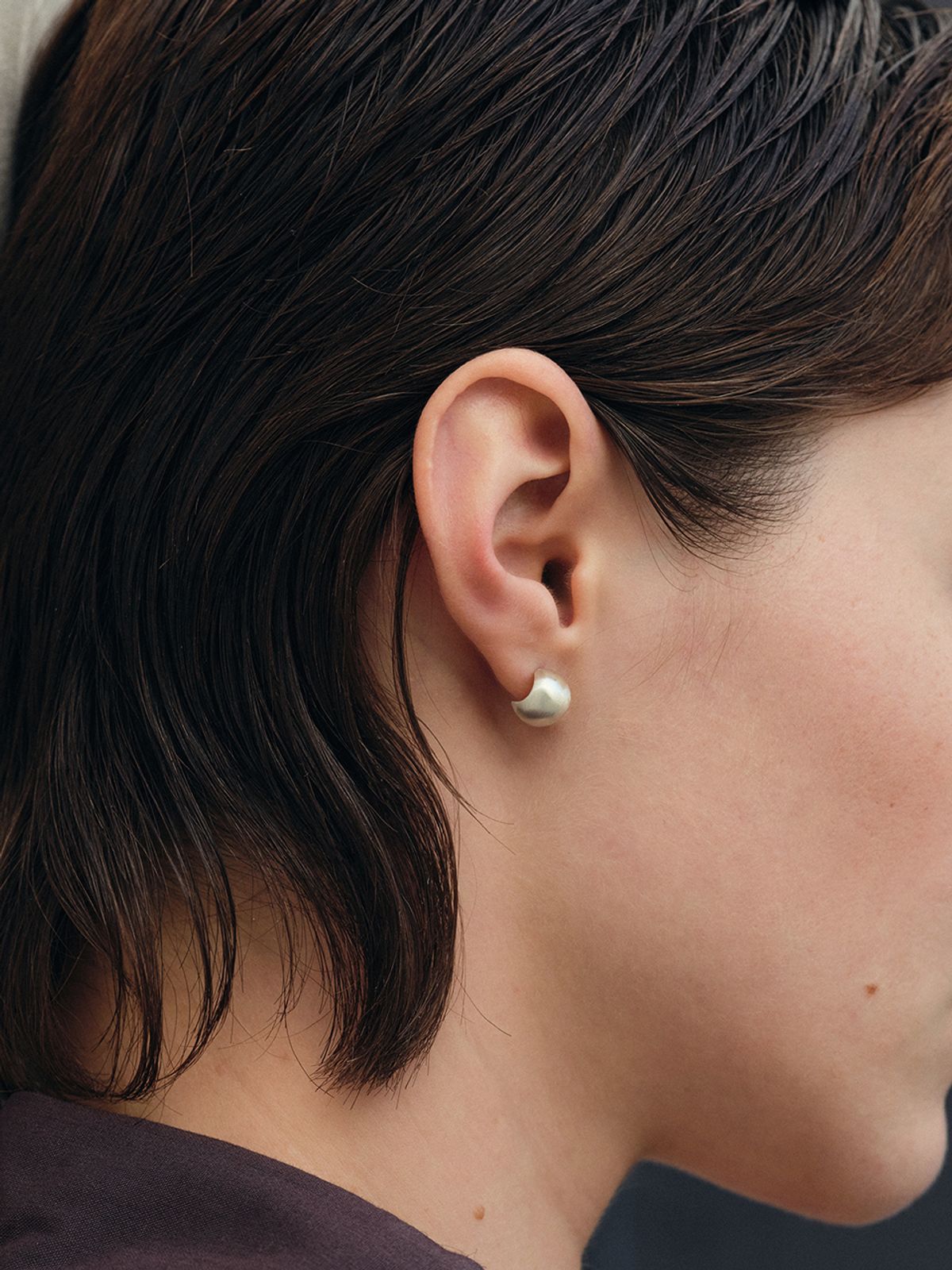 어나더레이어(ANOTHERLAYER) Dome Earring - Silver (glossy, matt)