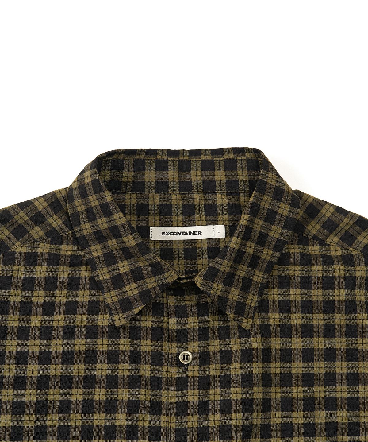 엑스컨테이너(EXCONTAINER) 모던 스모크 체크 셔츠 (SAGE KHAKI)