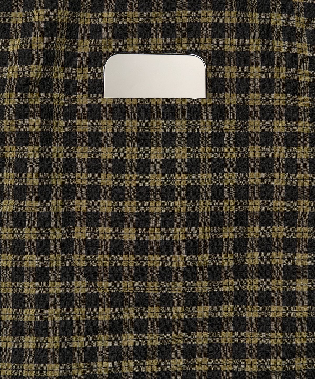 엑스컨테이너(EXCONTAINER) 모던 스모크 체크 셔츠 (SAGE KHAKI)