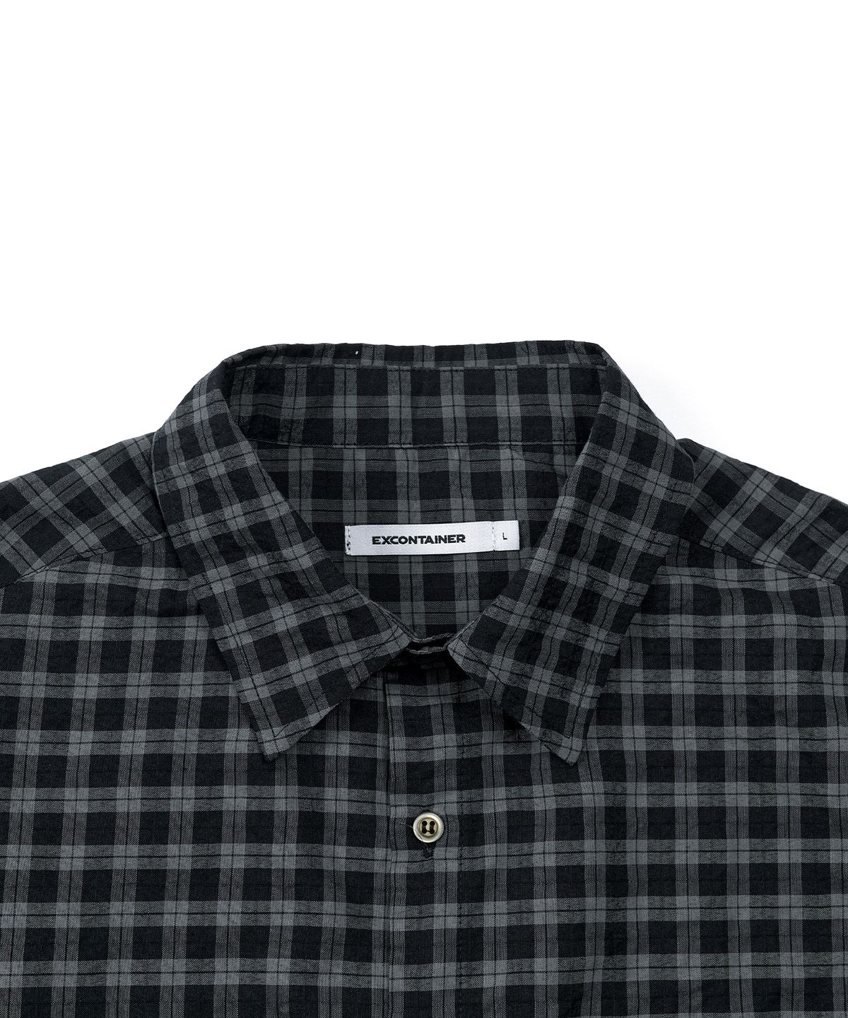 엑스컨테이너(EXCONTAINER) 모던 스모크 체크 셔츠 (SAGE GREY)