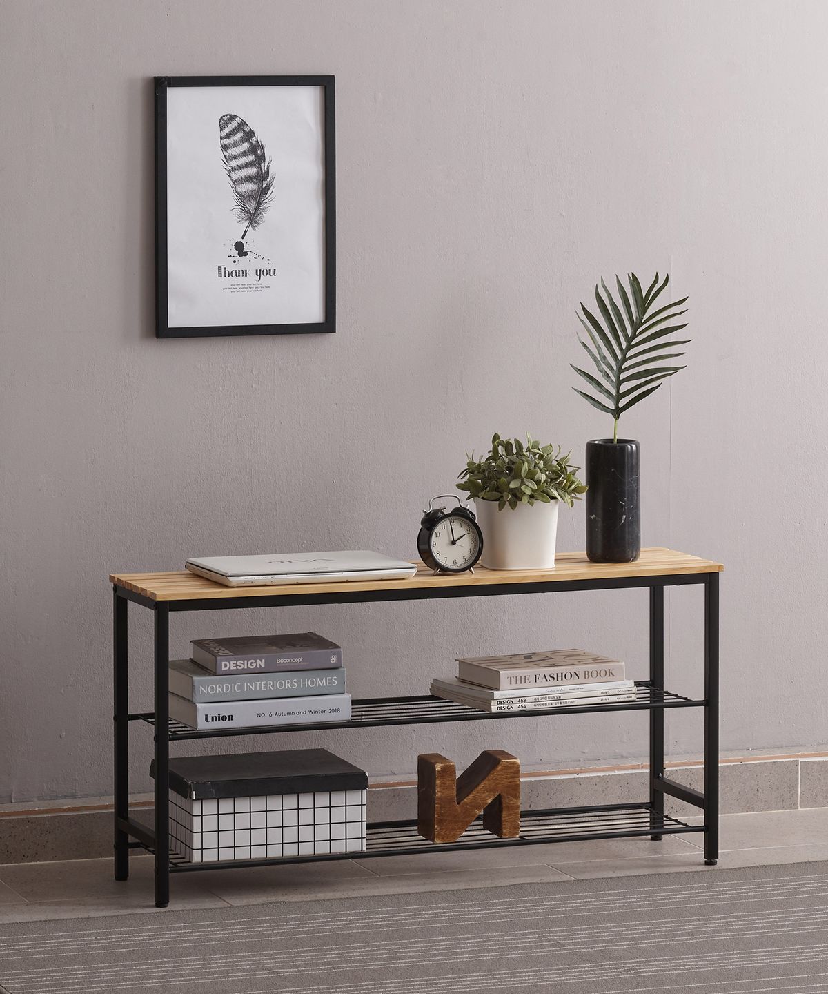 샤이닝홈(SHININGHOME) 그루인 레온 원목 철제 수납선반 3단&4단 6size