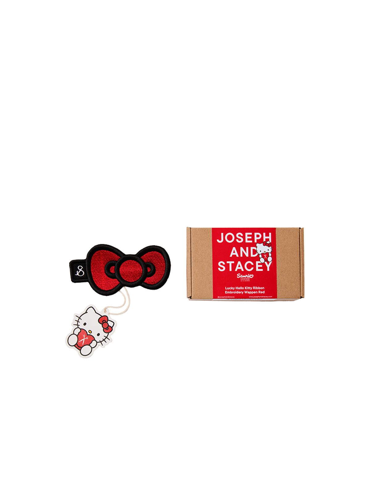 조셉앤스테이시(JOSEPH&STACEY) Lucky Hello Kitty Ribbon Embroidery Wappen Red