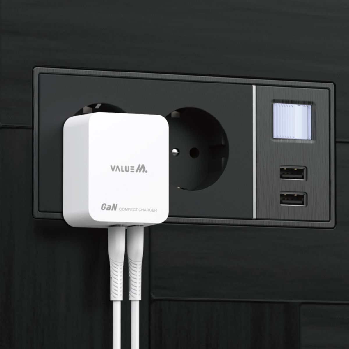 밸류엠(VALUEM) PD+PD 20W 2포트 PPS 초고속 미니 멀티 스퀘어 충전기