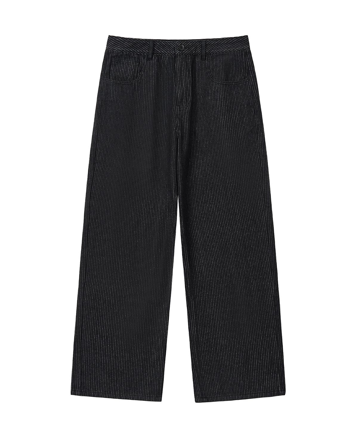 엑스컨테이너(EXCONTAINER) 핀 스트라이프 와이드 데님 팬츠 (BLACK)
