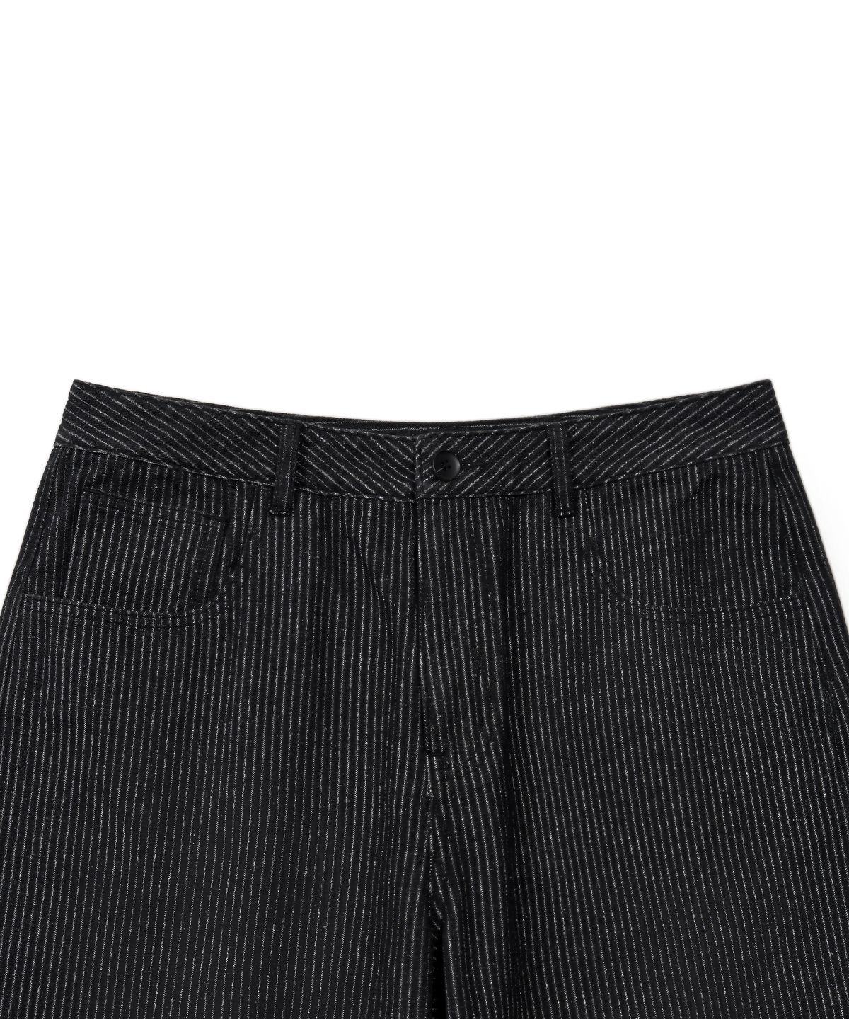 엑스컨테이너(EXCONTAINER) 핀 스트라이프 와이드 데님 팬츠 (BLACK)