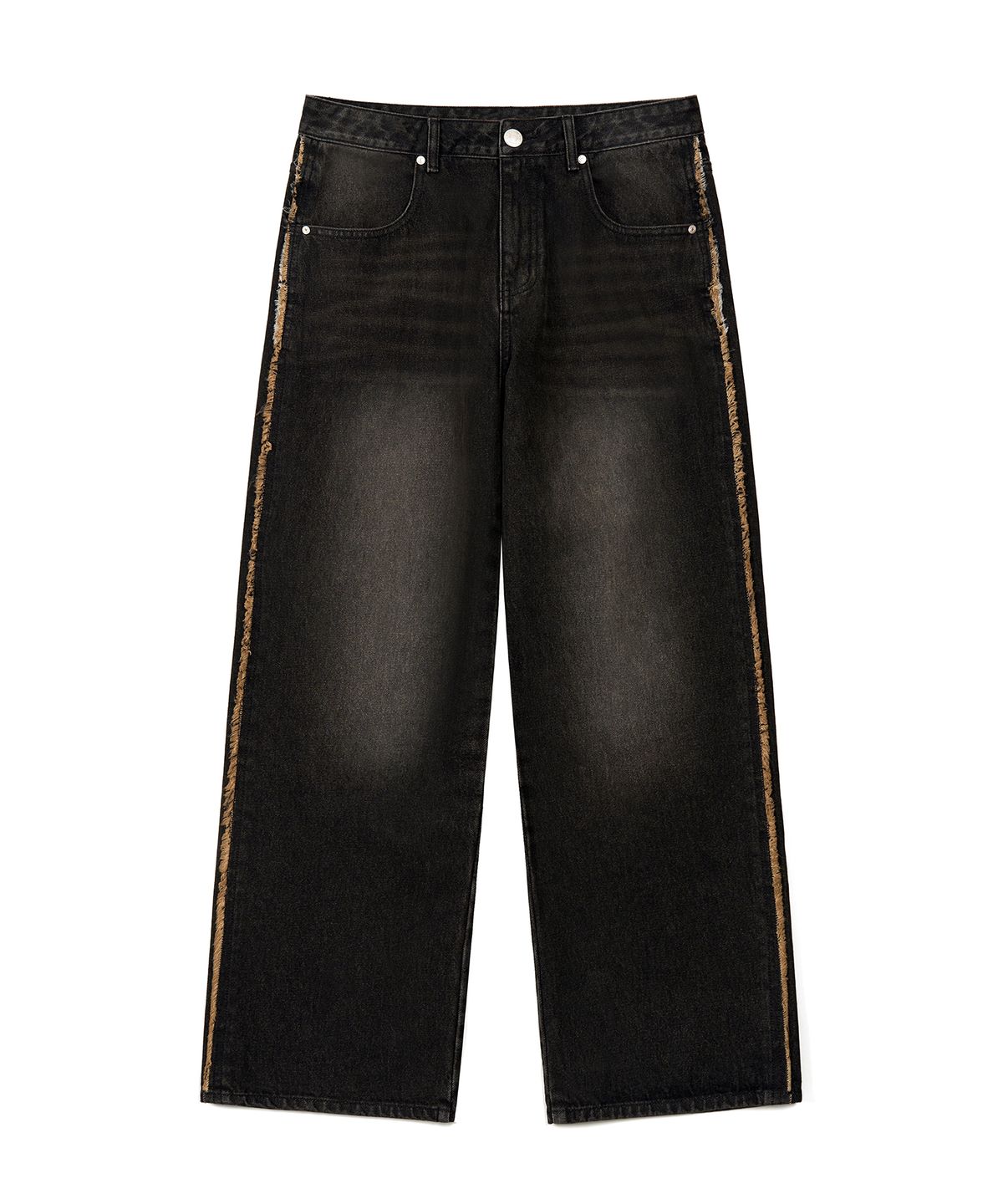 엑스컨테이너(EXCONTAINER) 웨스턴 사이드 라인 와이드 데님 팬츠 (DUSTY BLACK)