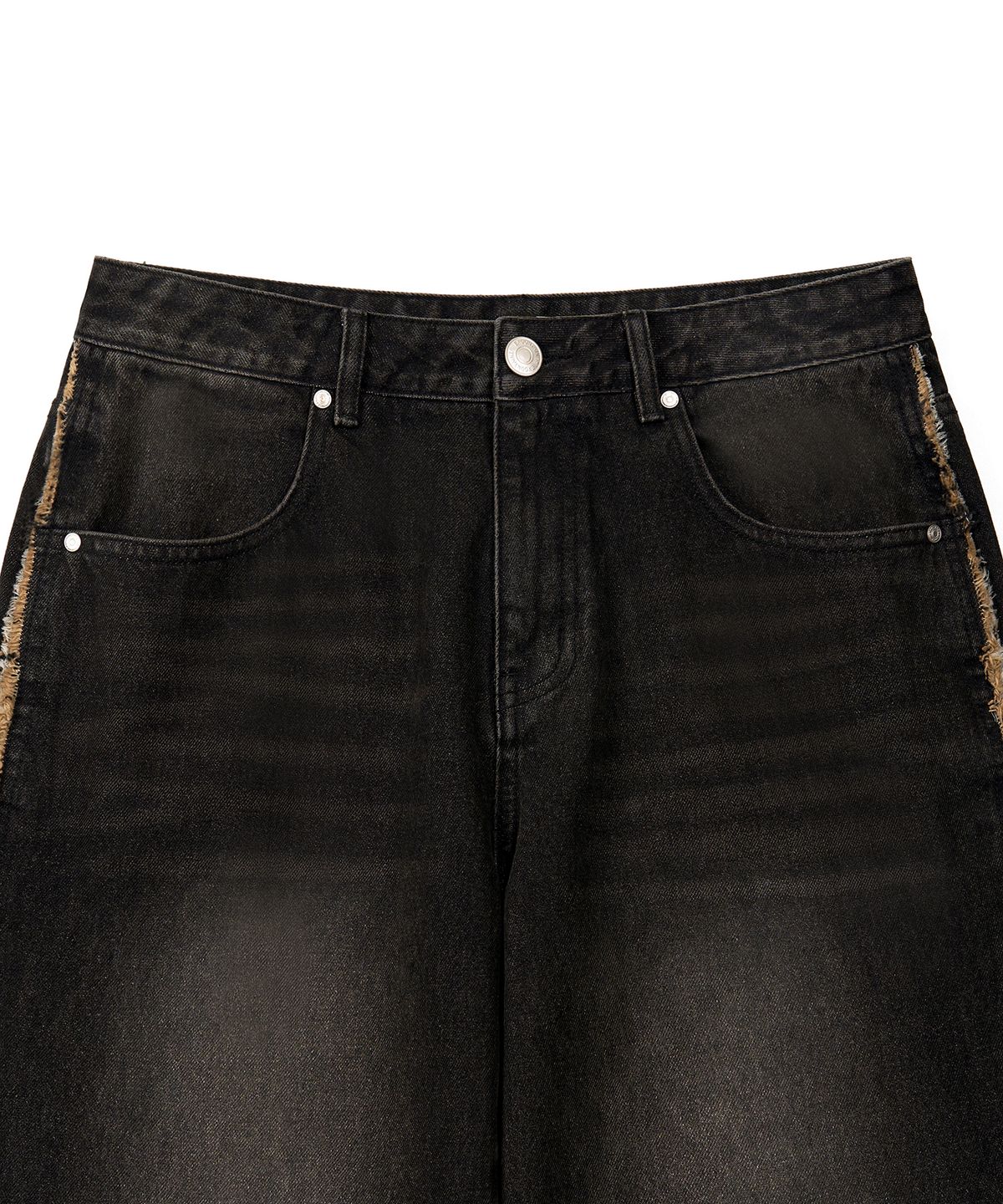 엑스컨테이너(EXCONTAINER) 웨스턴 사이드 라인 와이드 데님 팬츠 (DUSTY BLACK)