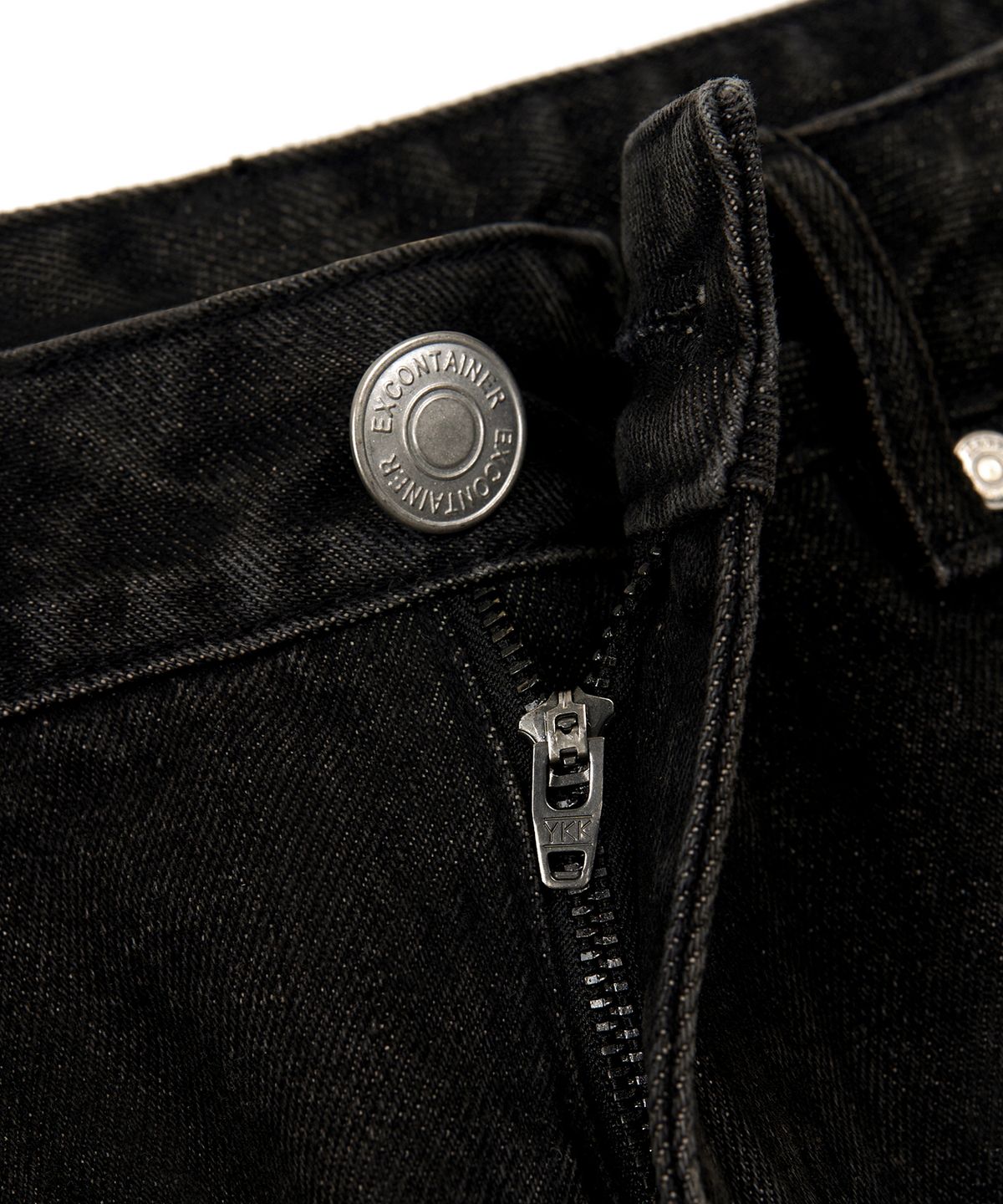 엑스컨테이너(EXCONTAINER) 웨스턴 사이드 라인 와이드 데님 팬츠 (DUSTY BLACK)