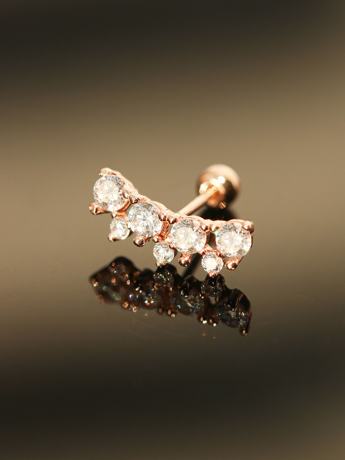 미니멀피어싱(MINIMALPIERCING) 14K 블링 크라운 큐빅 피어싱 귀걸이