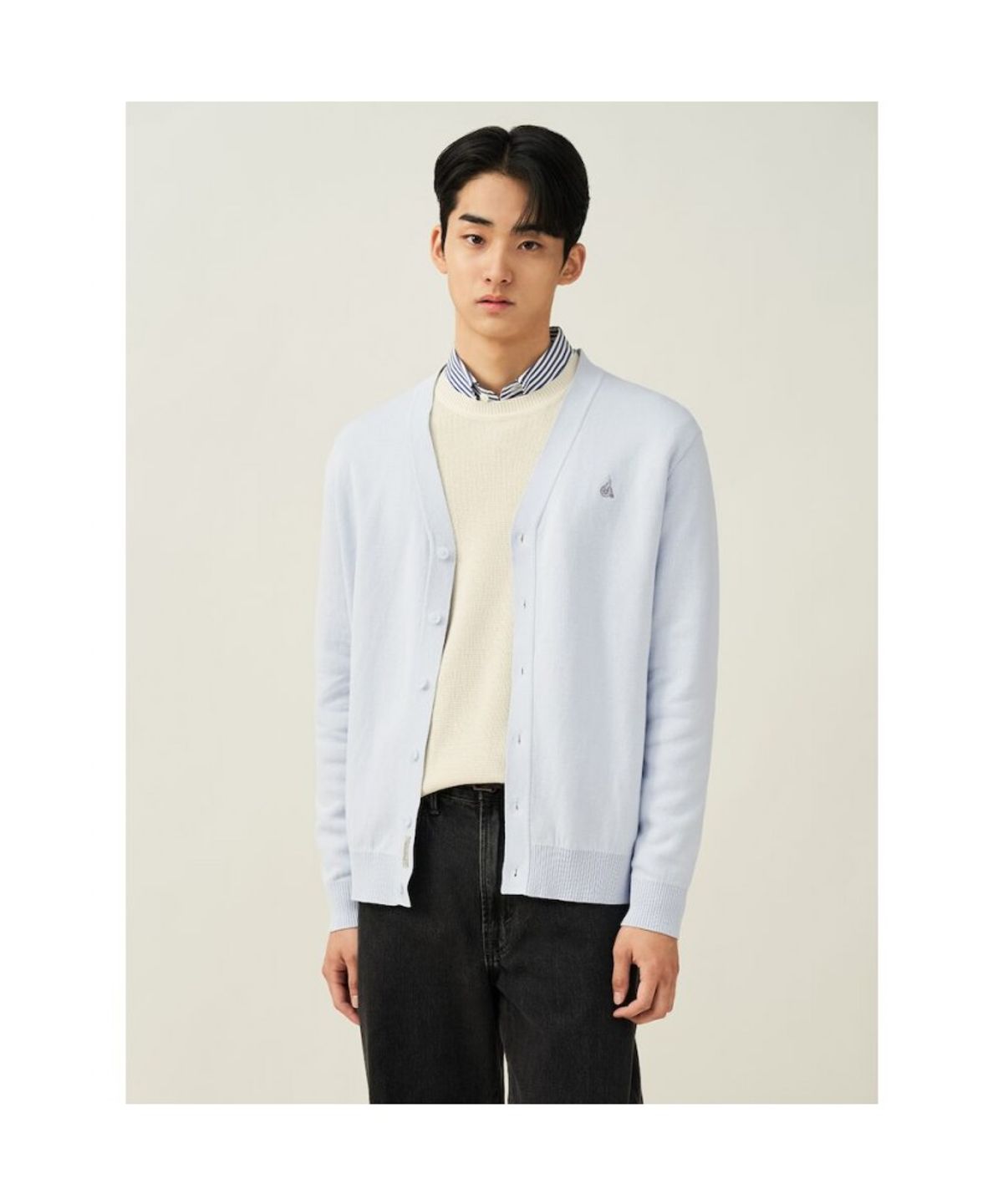 빈폴 멘(BEANPOLE MEN) [Essential] 코튼 베럴비 카디건 - 라이트 그레이 (BC515AE102)