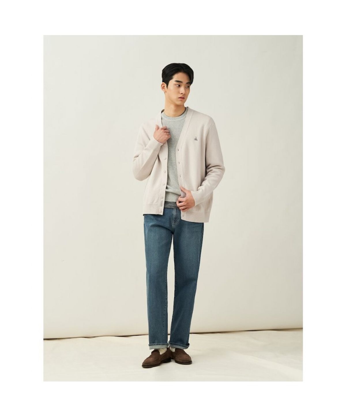 빈폴 멘(BEANPOLE MEN) [Essential] 코튼 베럴비 카디건 - 베이지 (BC515AE10A)