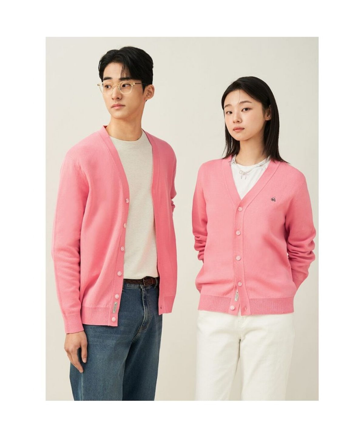 빈폴 멘(BEANPOLE MEN) [Essential] 코튼 베럴비 카디건 - 핑크 (BC515AE10X)