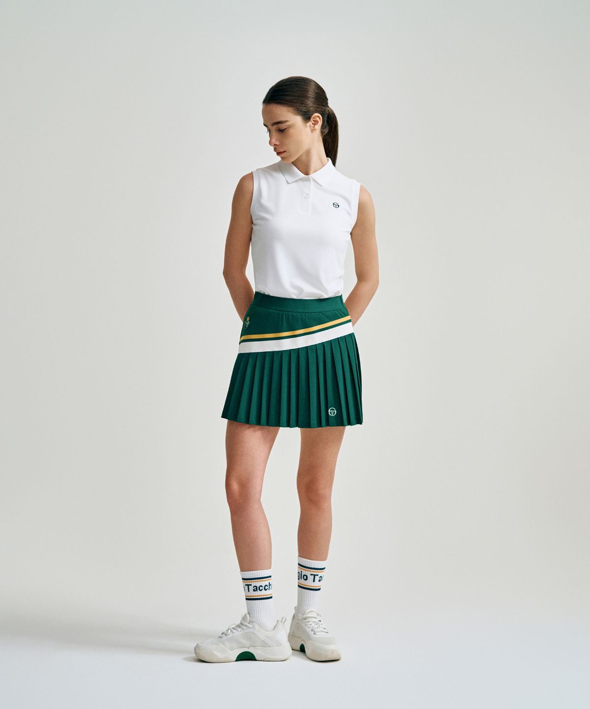 세르지오 타키니(SERGIO TACCHINI) W MC 스크래치 스태프 플리츠 스커트 (Green)