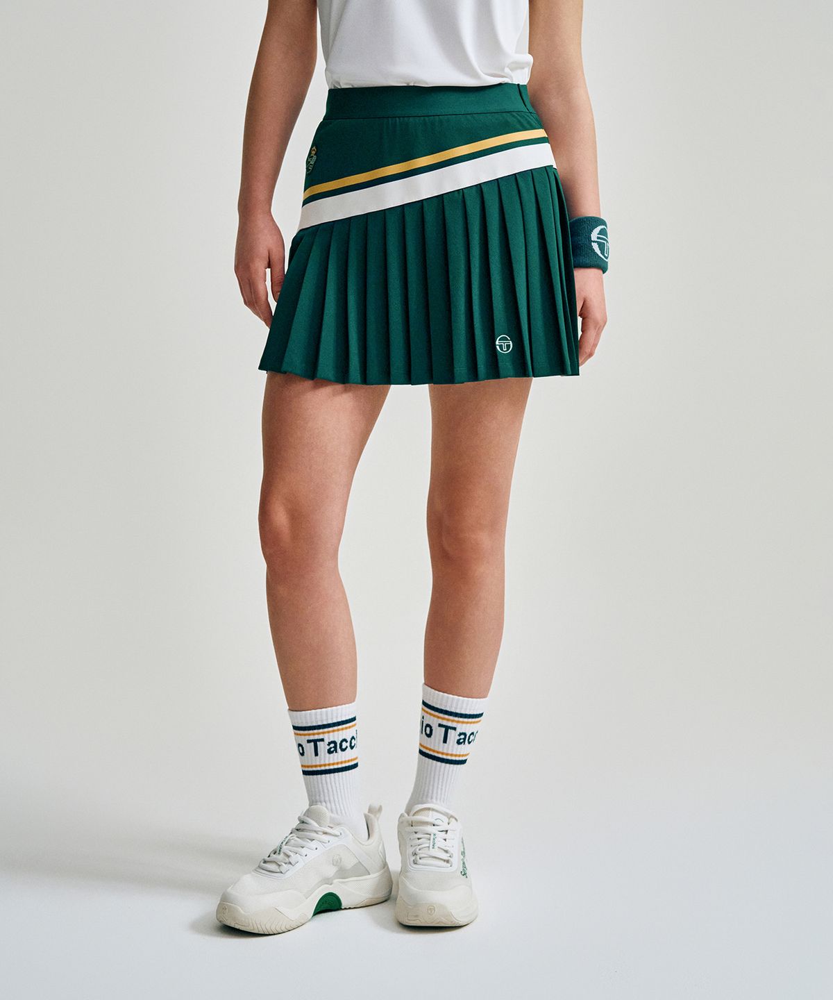 세르지오 타키니(SERGIO TACCHINI) W MC 스크래치 스태프 플리츠 스커트 (Green)