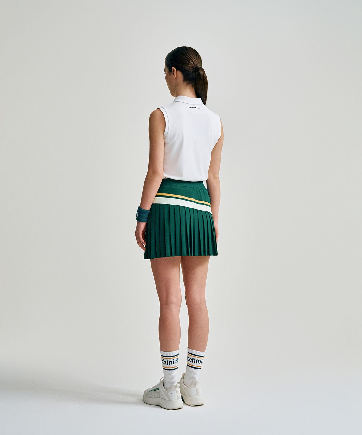 세르지오 타키니(SERGIO TACCHINI) W MC 스크래치 스태프 플리츠 스커트 (Green)