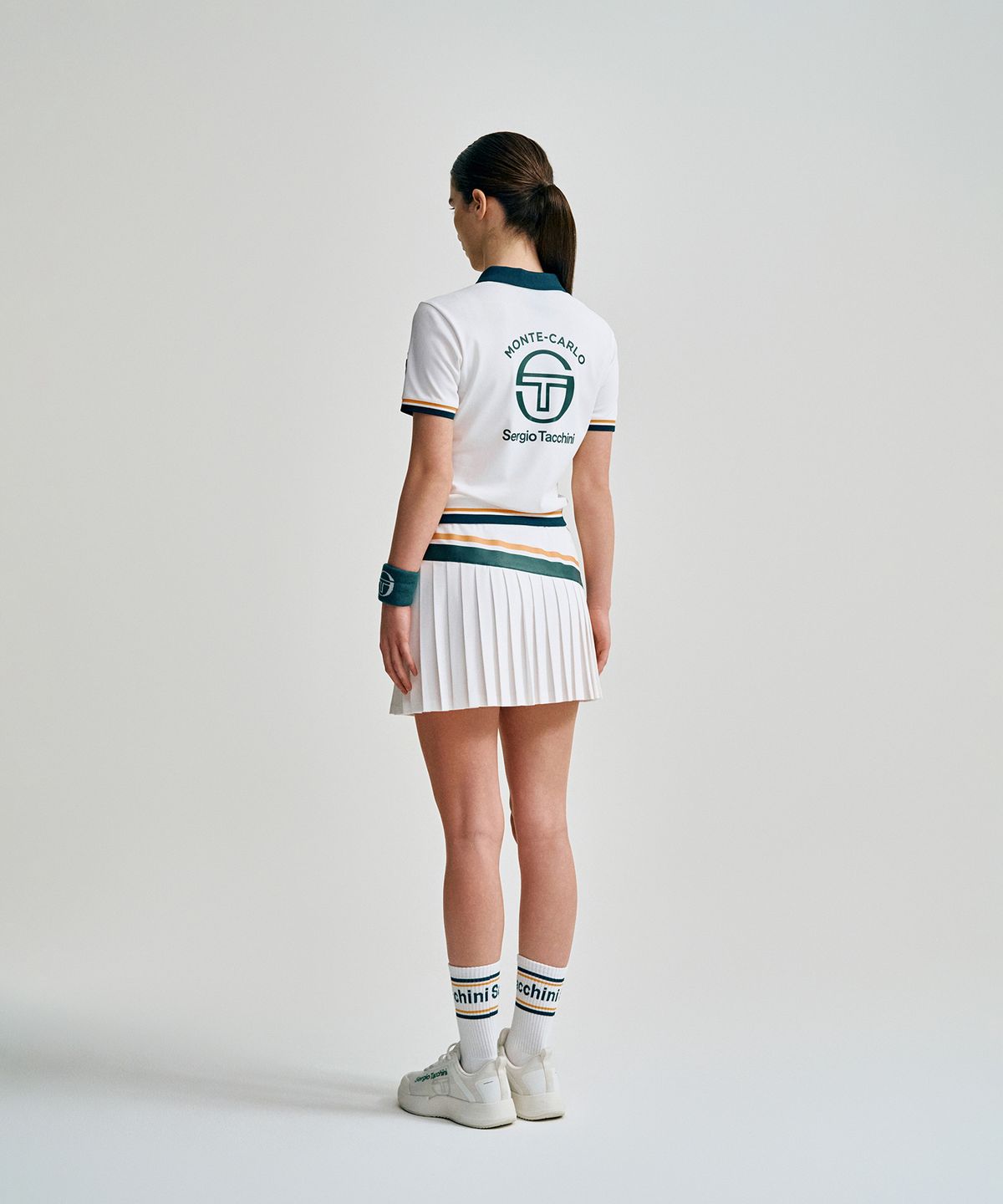 세르지오 타키니(SERGIO TACCHINI) W MC 스크래치 스태프 플리츠 스커트 (White)