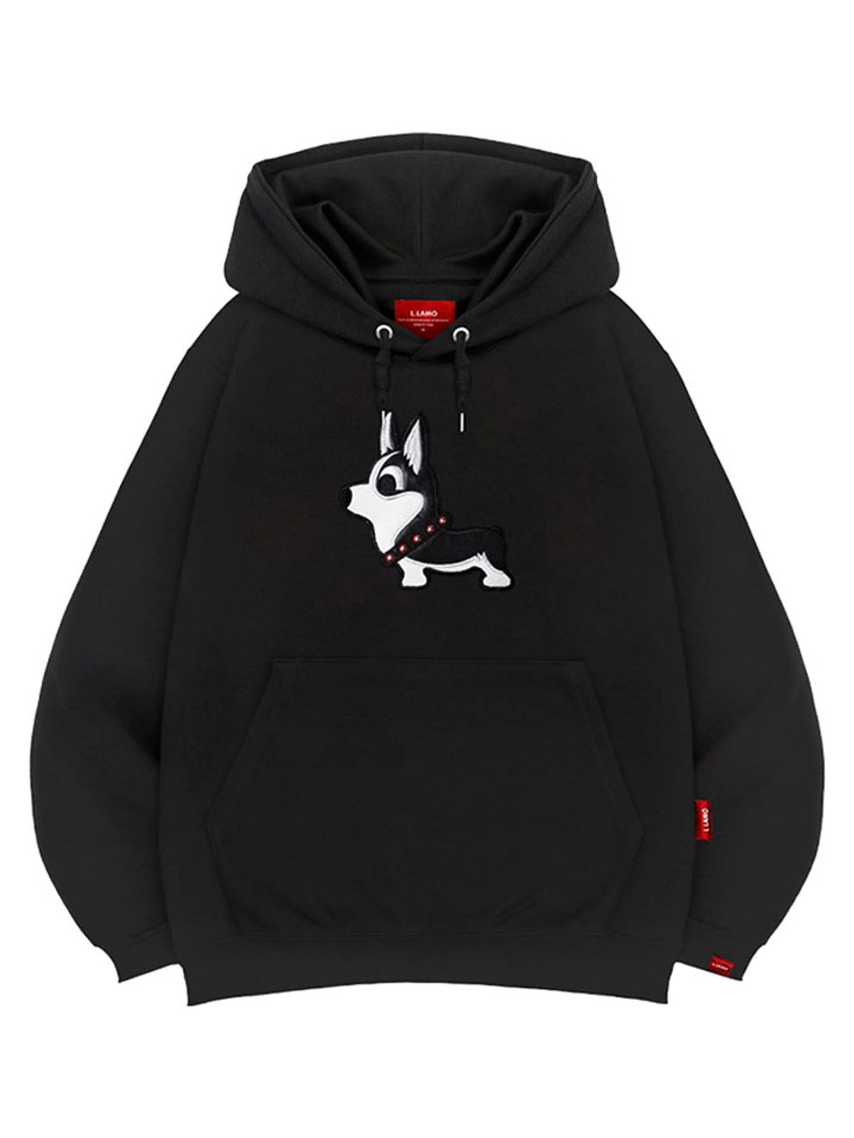 엘라모(LLAMO) 블랙코기 후드티 남녀공용 빅사이즈 M~4XL