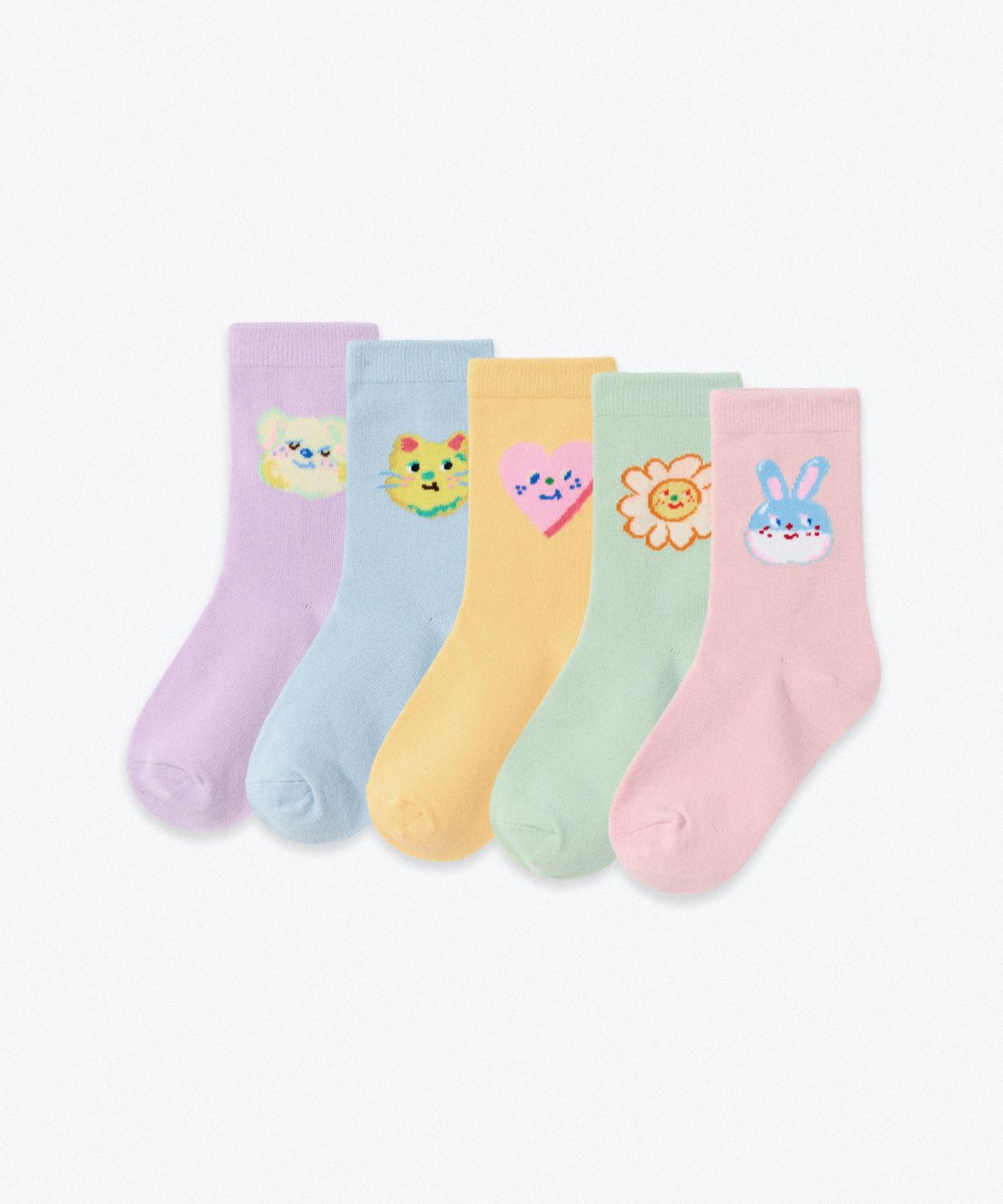 무신사 스탠다드 키즈(MUSINSA STANDARD KIDS) 프렌즈 크루 삭스 5팩 [파스텔]