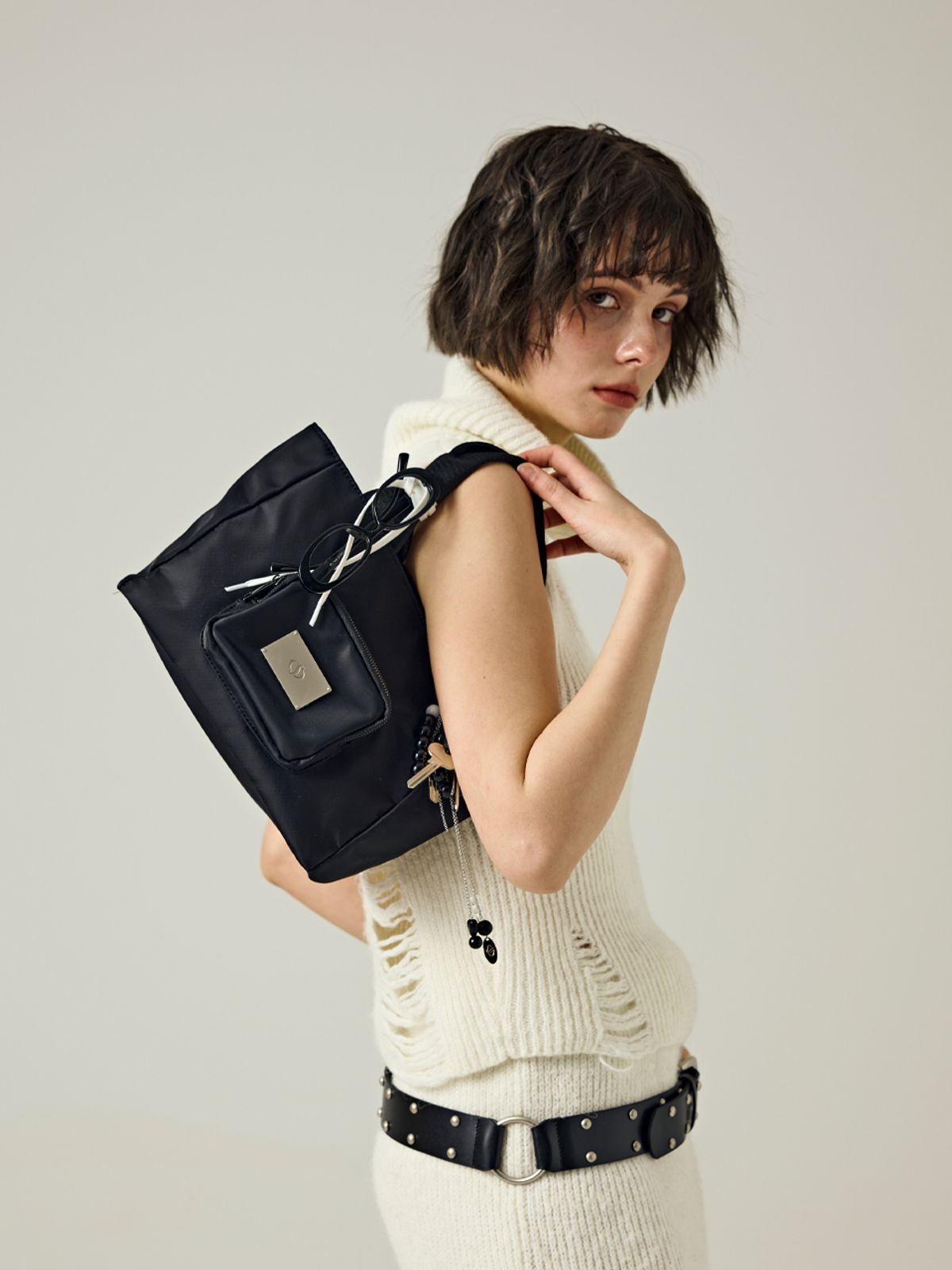 샐볼(SALBOL) SYMBOL NYLON TOTE BAG [BLACK]