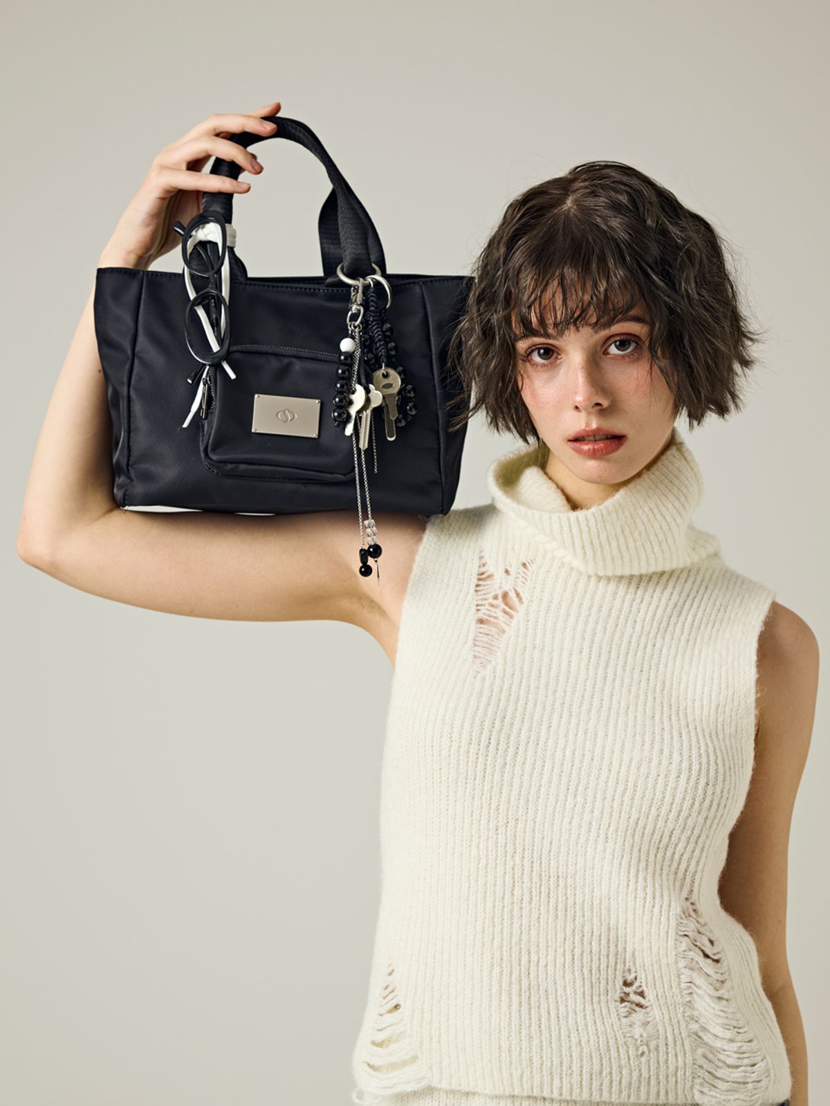 샐볼(SALBOL) SYMBOL NYLON TOTE BAG [BLACK]