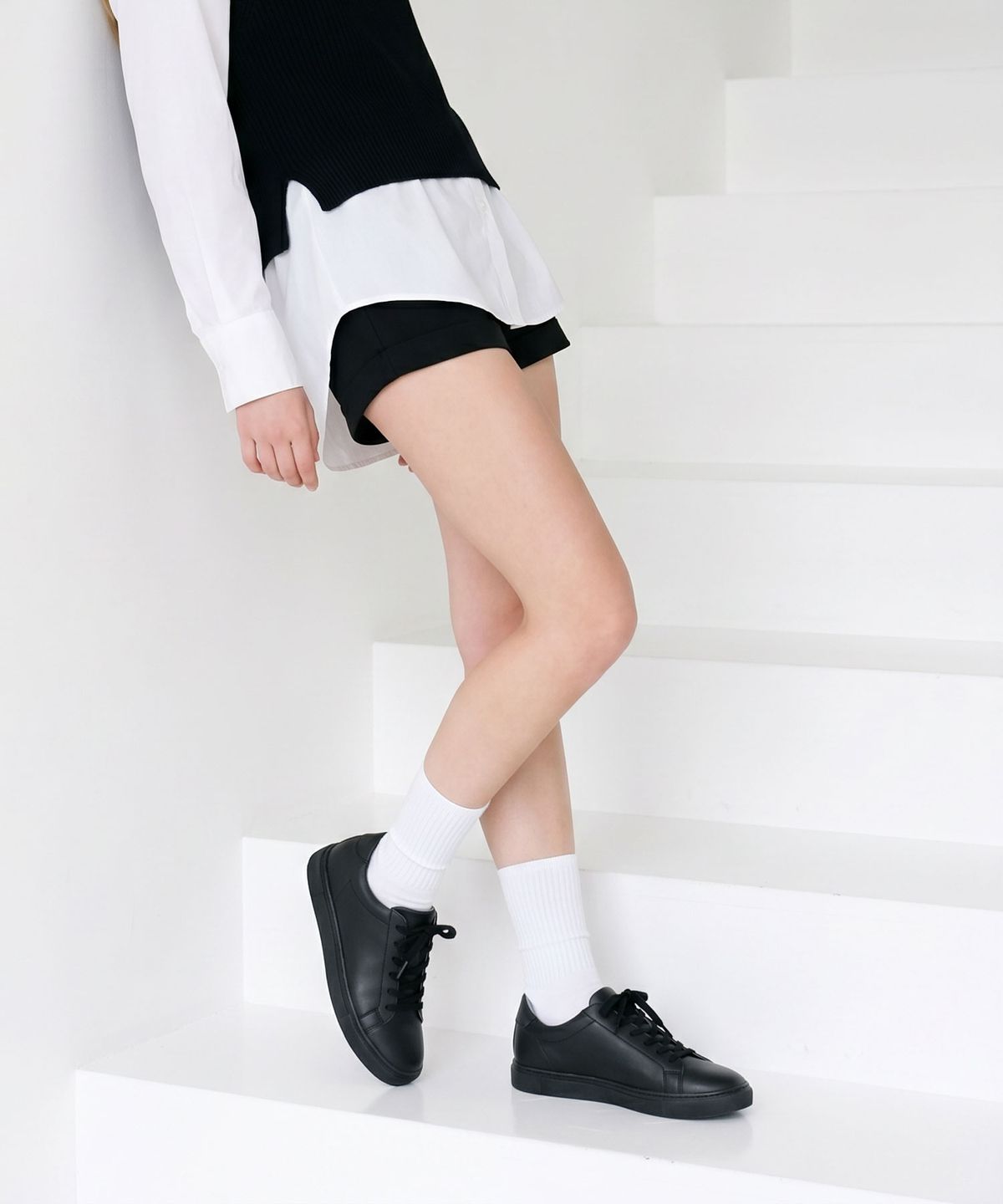 더노피(THENOPI) 레트로 6cm 키높이 스니커즈 올블랙