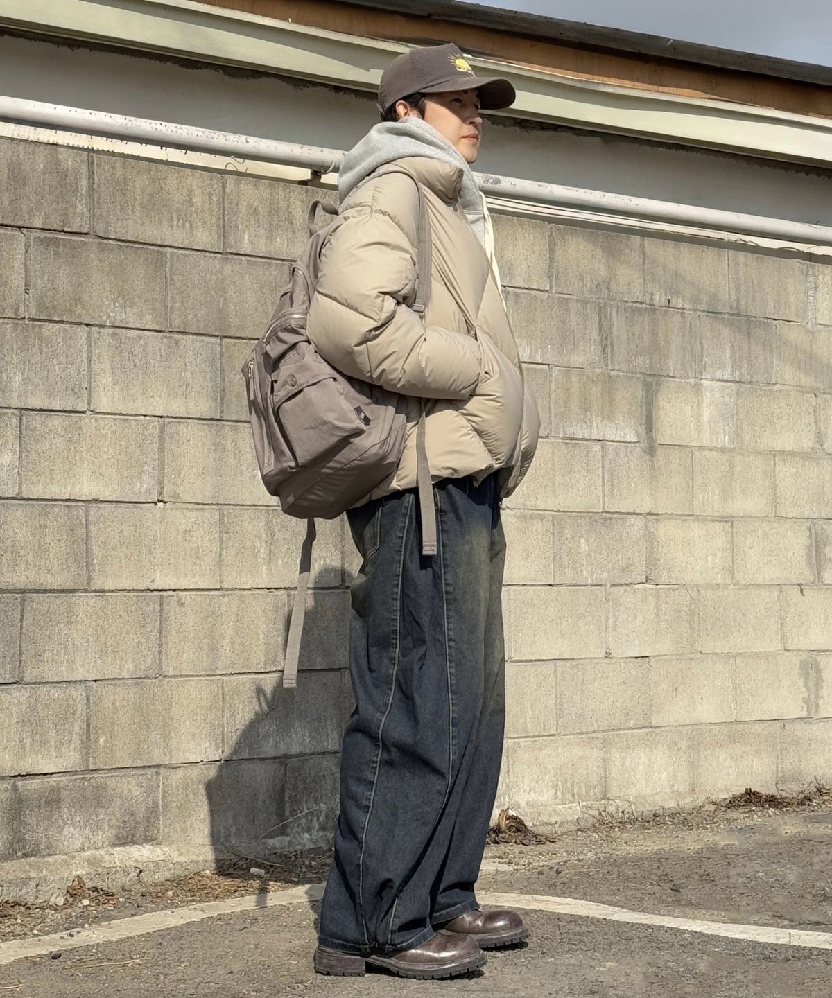 에이지오디(AGOD) 빈티지 사이드 턱 와이드 데님 팬츠 [데저트 블루]