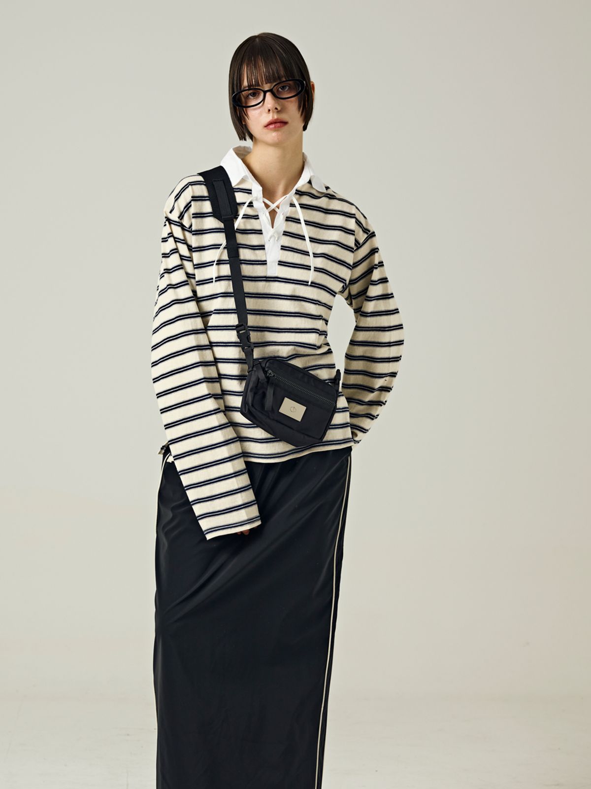 샐볼(SALBOL) SYMBOL NYLON SHAKOSH CROSS BAG [BLACK]